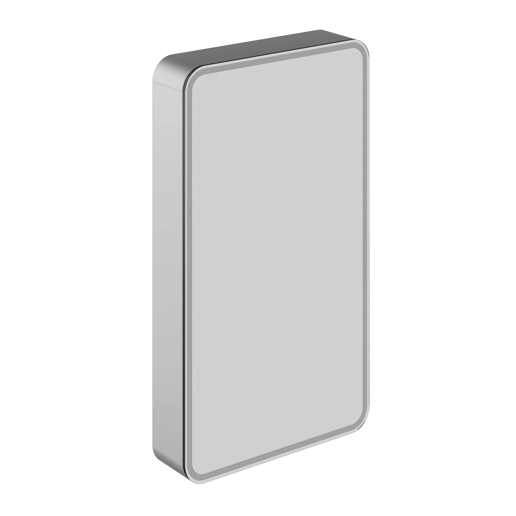 hib cayla 40 slim single door mirror cabinet chrome