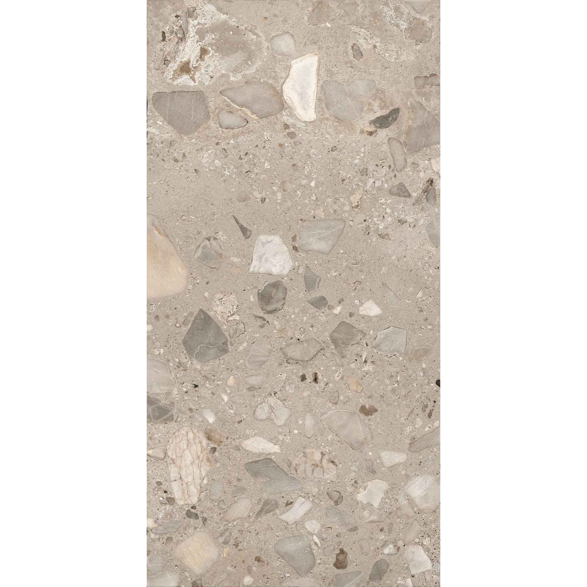 I Ciottoli Sassi Grigio Terrazzo Stone Effect Porcelain Tile 60.4x120.8cm Honed