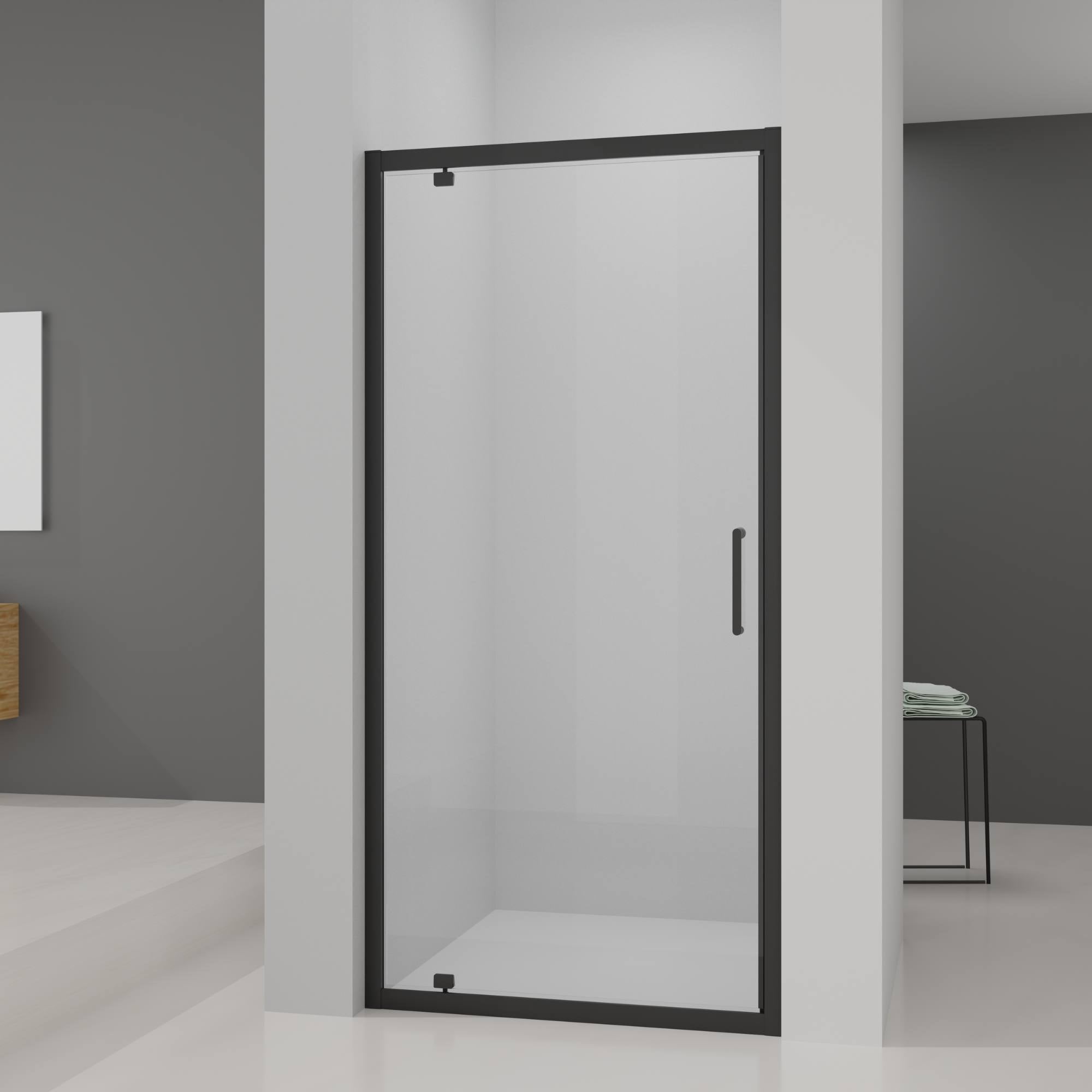 Image i3 Pivot Shower Door with Optional Side Panel In Matt Black Finish