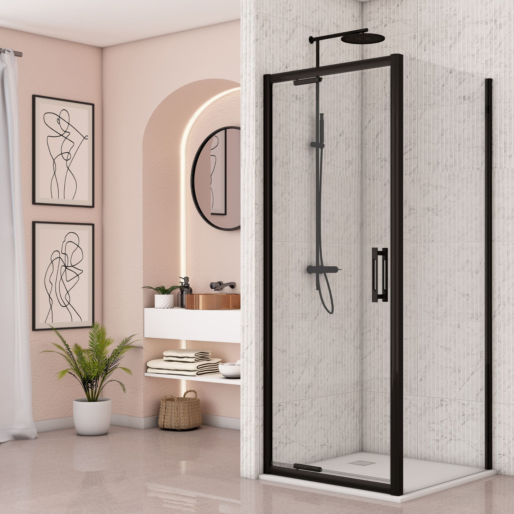 Image i9 Pivot Inswing Shower Door With Optional Side Panel - Black