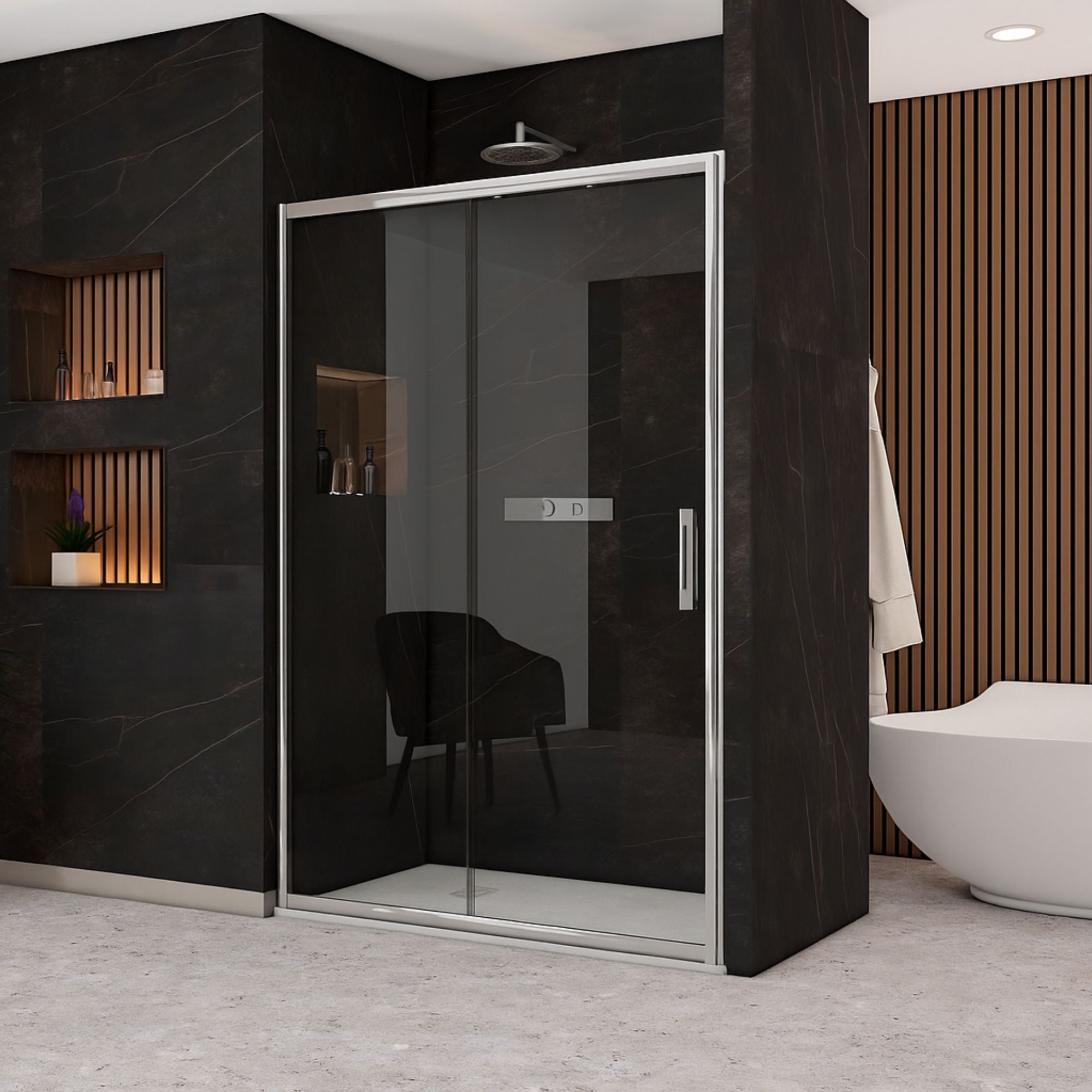 Image i9 Sliding Shower Door With Side Panel - Chrome