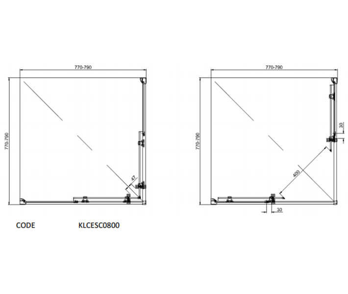 Crosswater Kai 6 Corner Entry Sliding Door Silver - 800mm