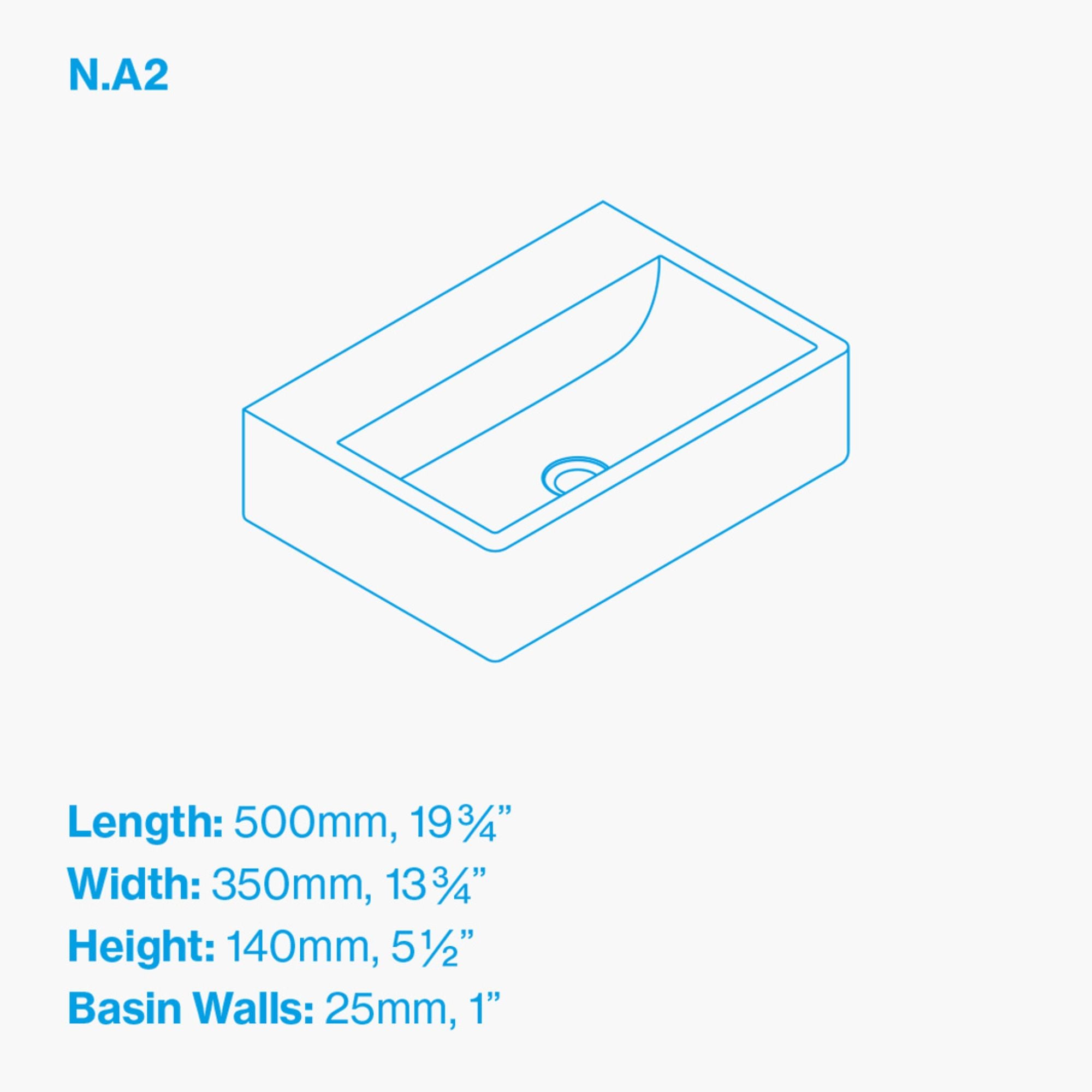 kast nilo wall-hung concrete basin With Shelf Surface dimensions