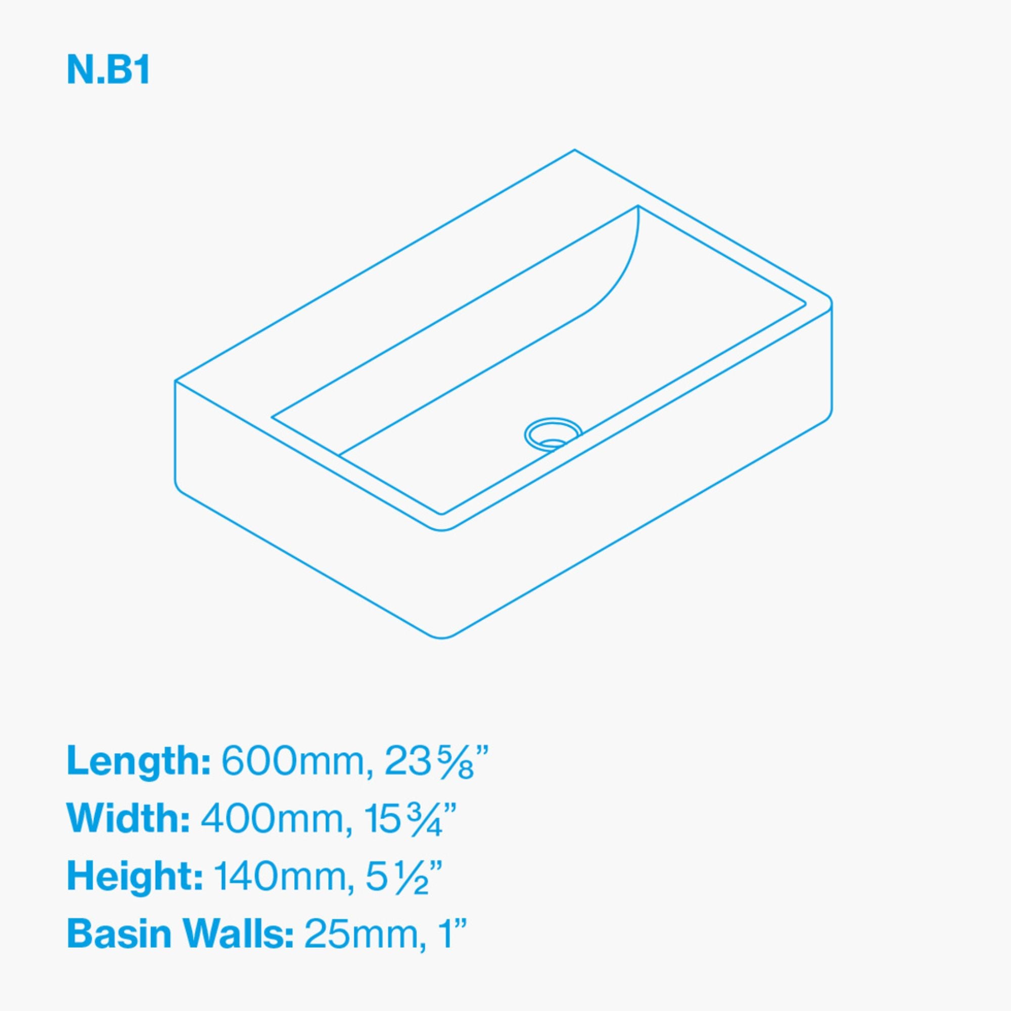 kast nilo wall-hung concrete basin With Shelf Surface dimensions