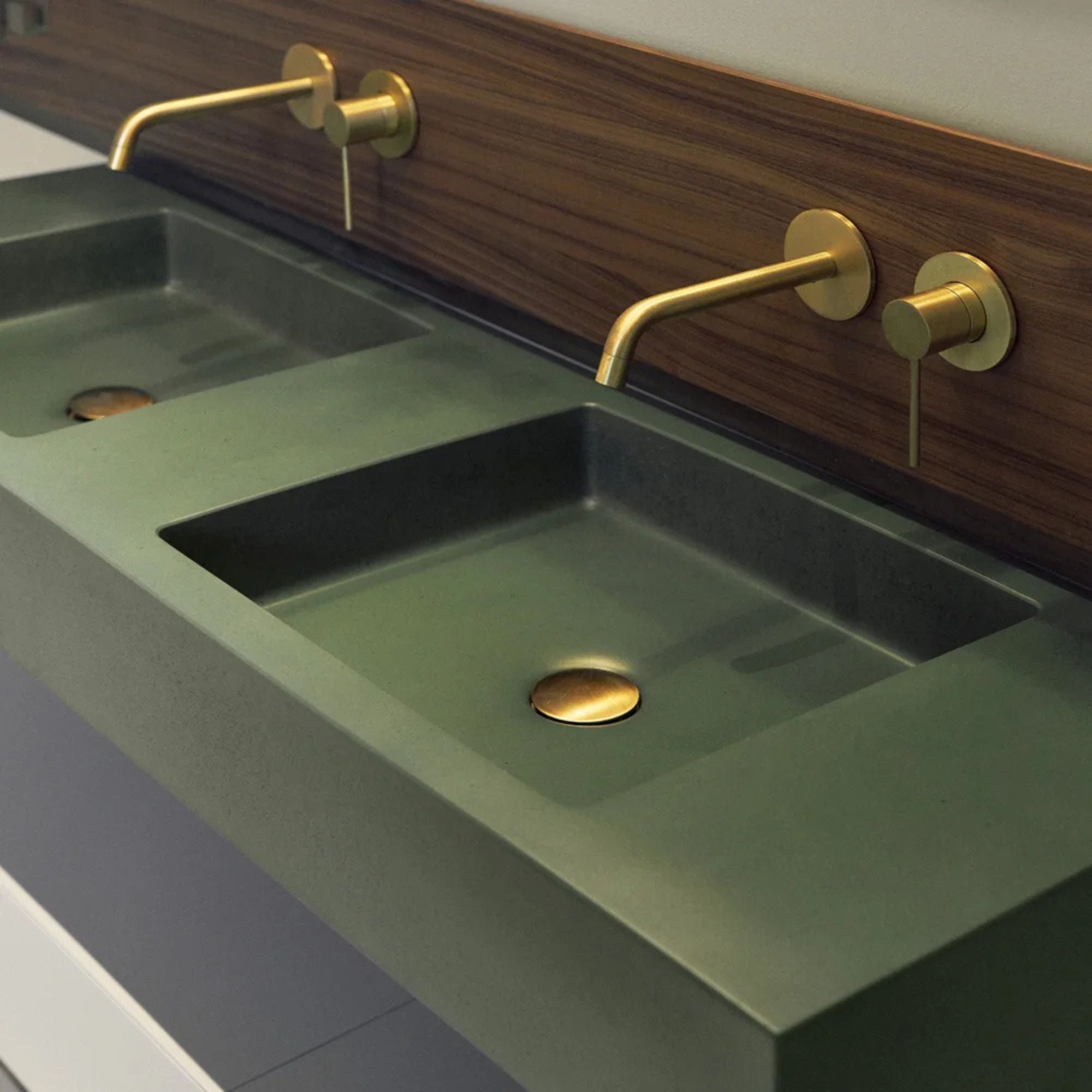 kast sienna wall-mounted double concrete basin with self surface