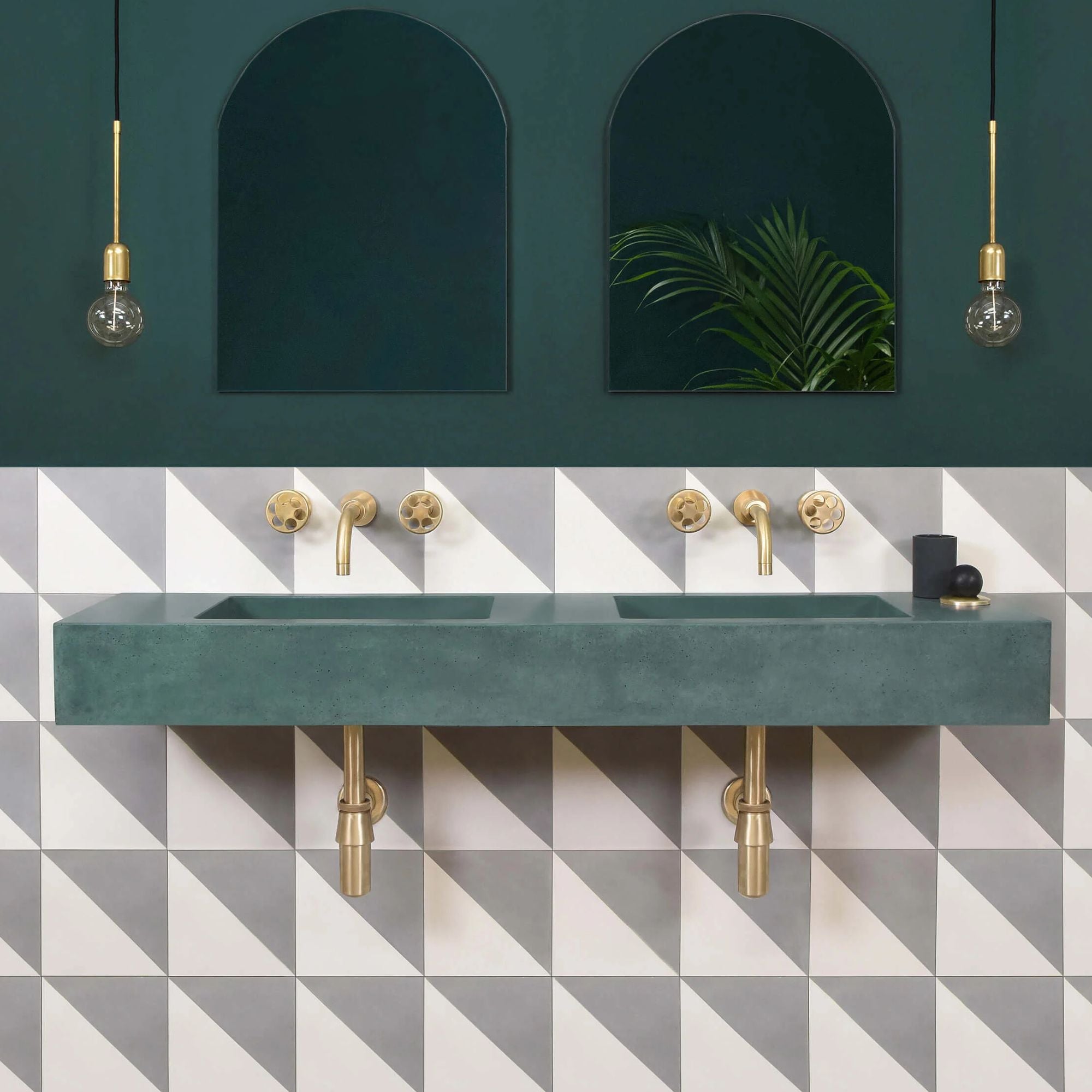 kast sienna wall-mounted double concrete basin with self surface