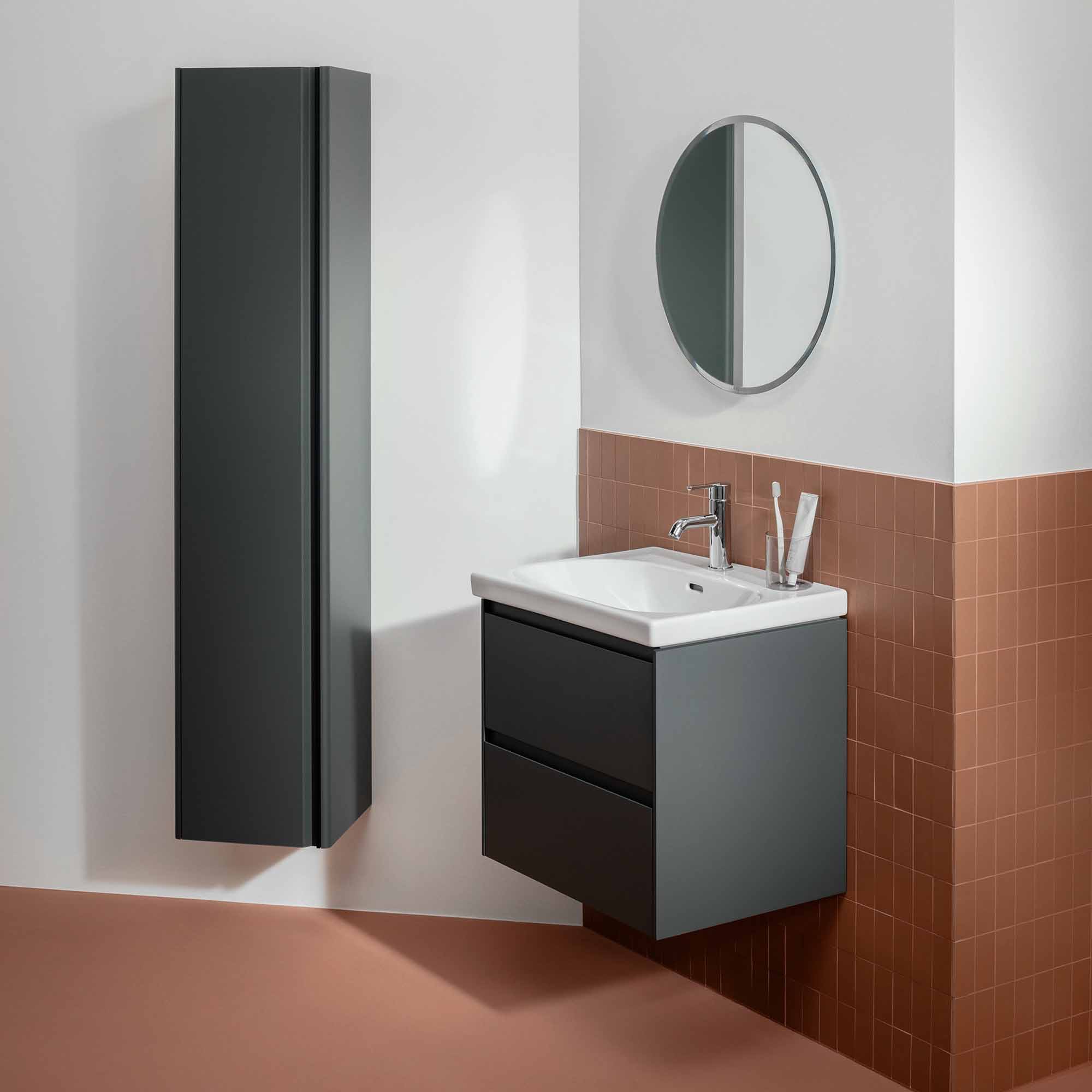 laufen lani 550 wall mounted vanity unit with ceramic washbasin traffic grey