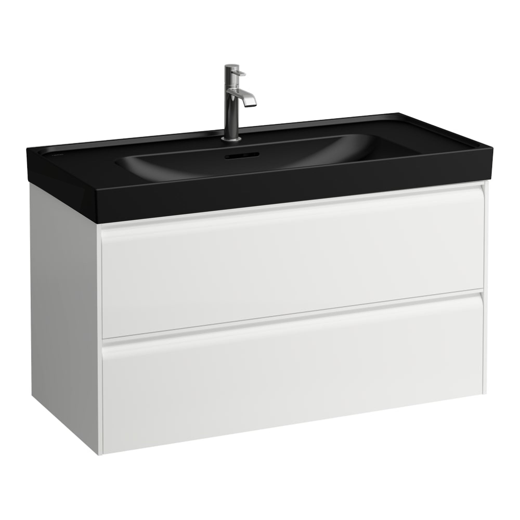 Laufen Meda Wall Mounted Vanity Unit With Matt Black Washbasin