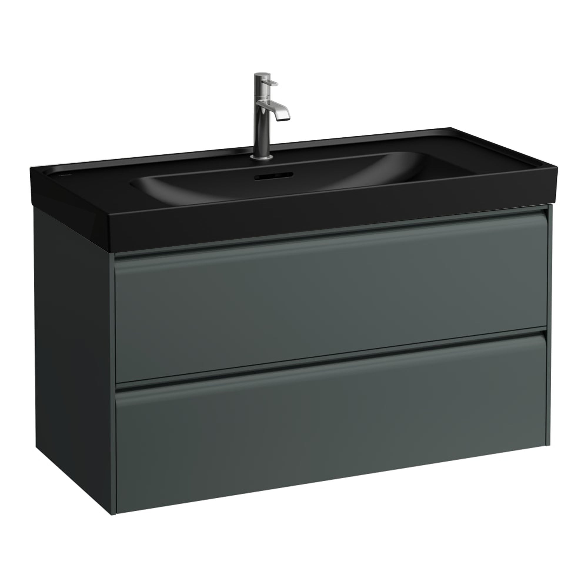 Laufen Meda Wall Mounted Vanity Unit With Matt Black Washbasin