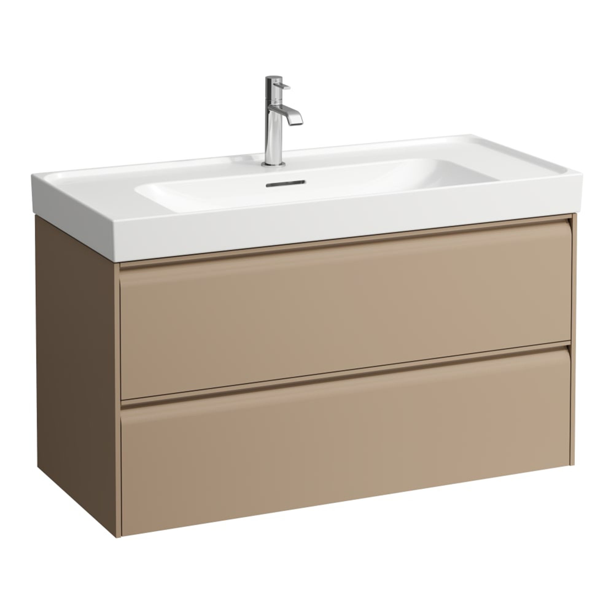 laufen meda 1000 wall mounted vanity unit with white basin cappuccino