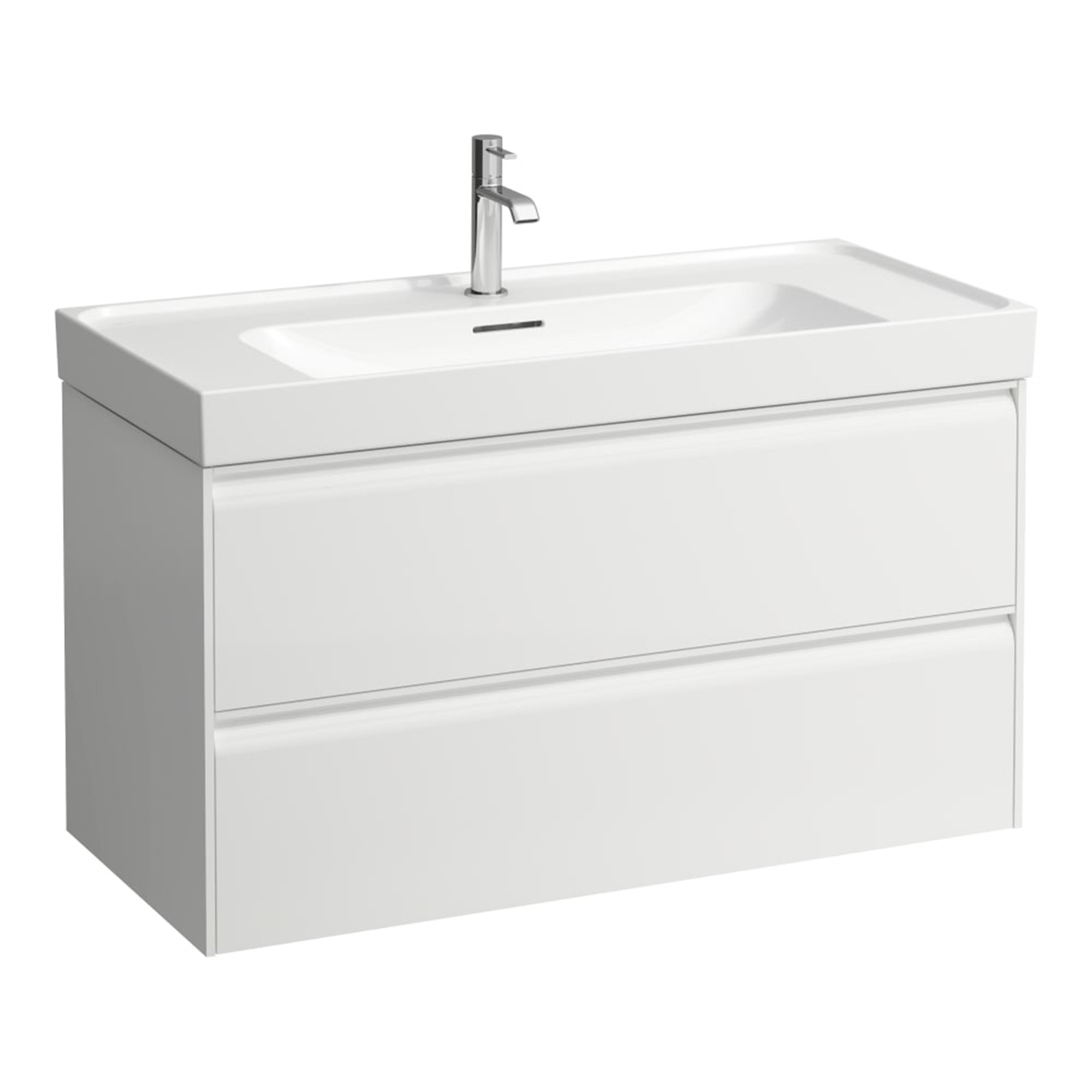 laufen meda 1000 wall mounted vanity unit with white basin matt white