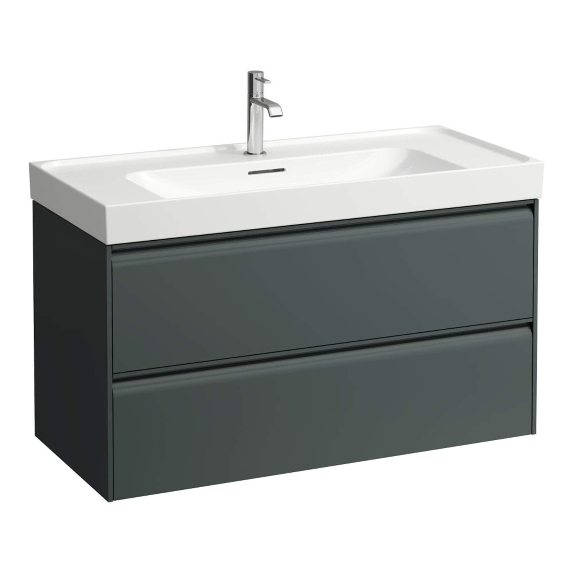 laufen meda 1000 wall mounted vanity unit with white basin traffic grey