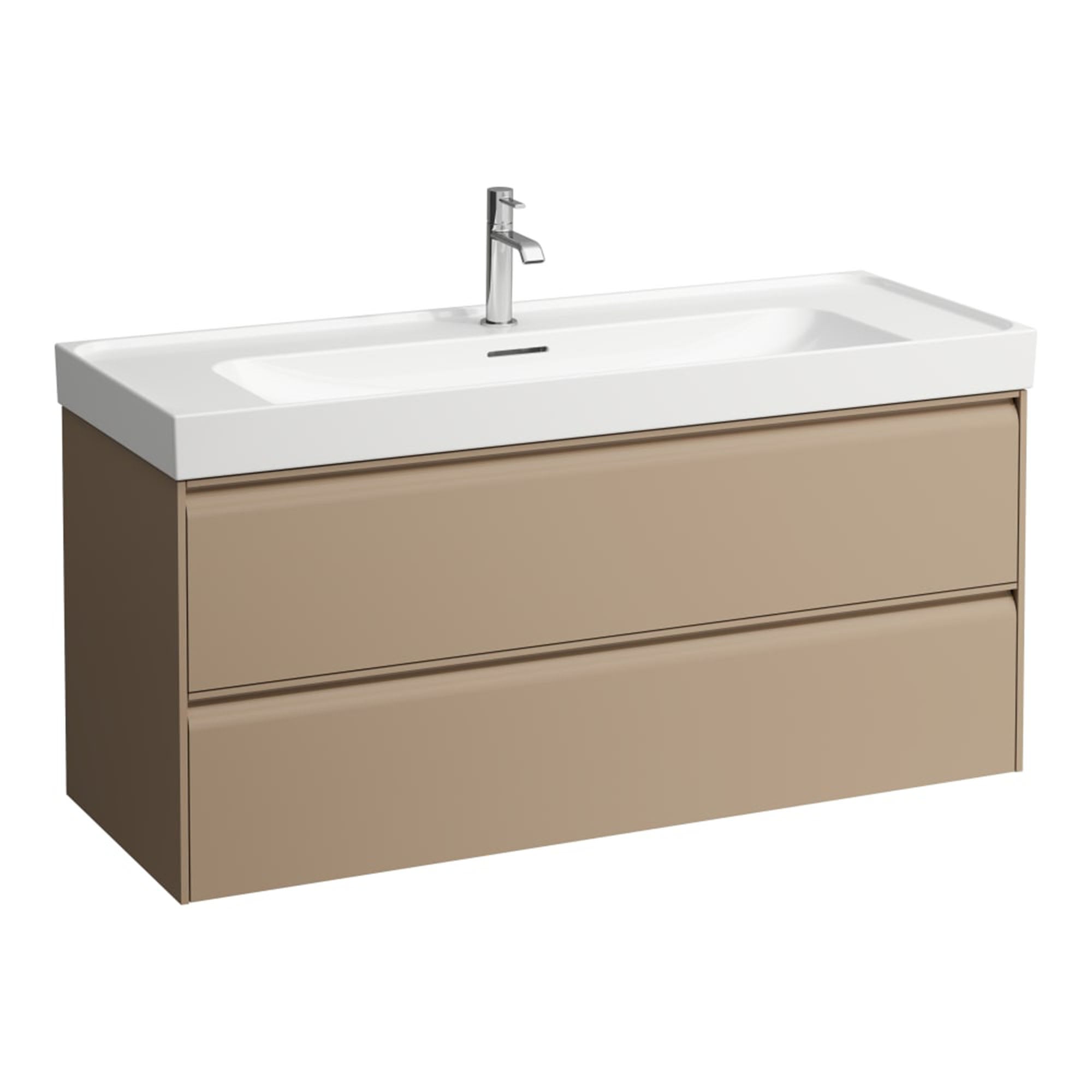 laufen meda 1200 wall mounted vanity unit with white basin cappuccino