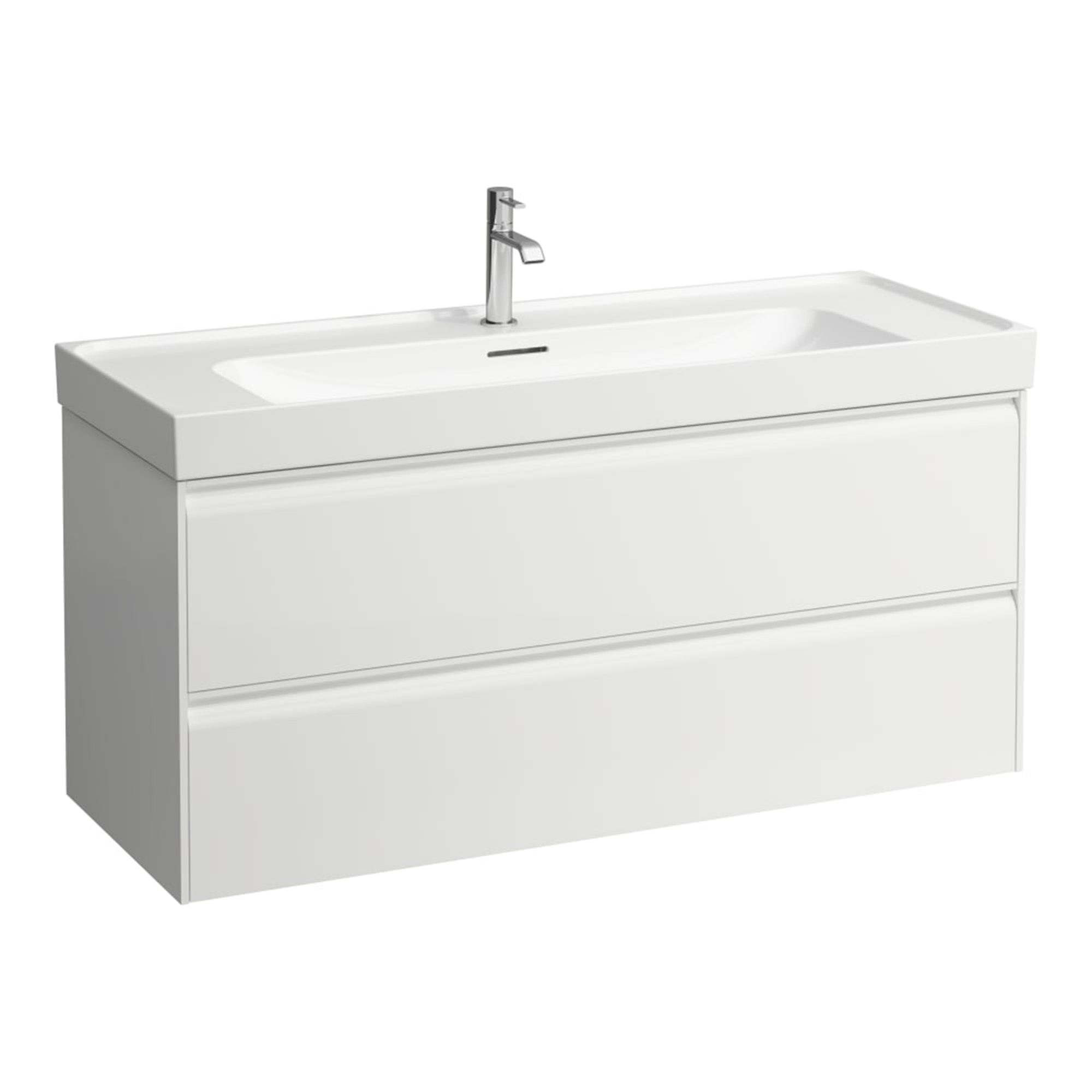 laufen meda 1200 wall mounted vanity unit with white basin matt white