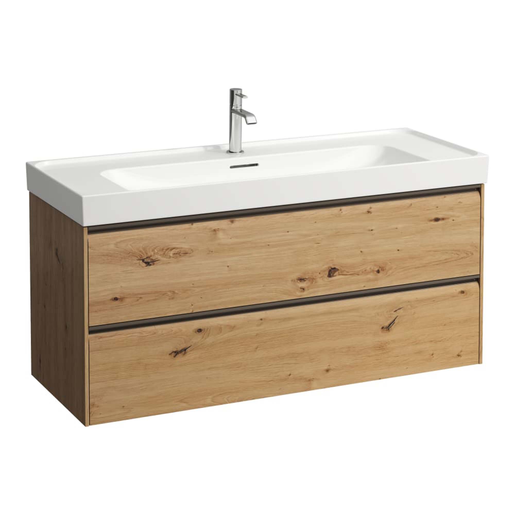 laufen meda 1200 wall mounted vanity unit with white basin wild oak