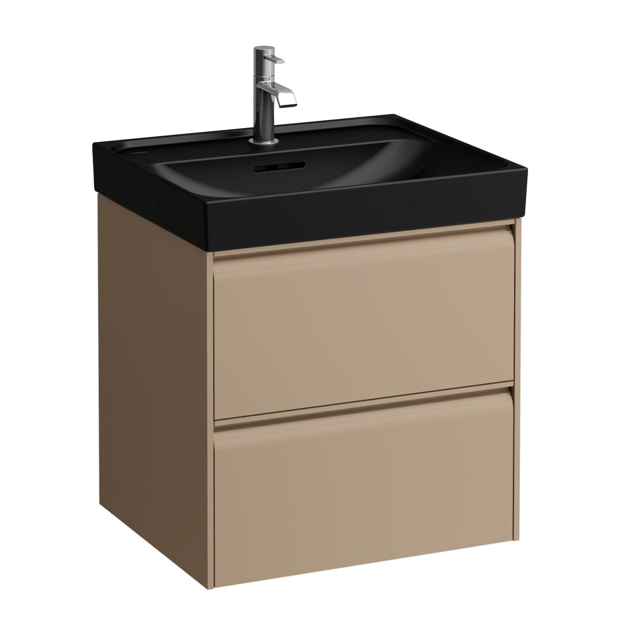 laufen meda 550 wall mounted vanity-unit with matt black basin cappuccino