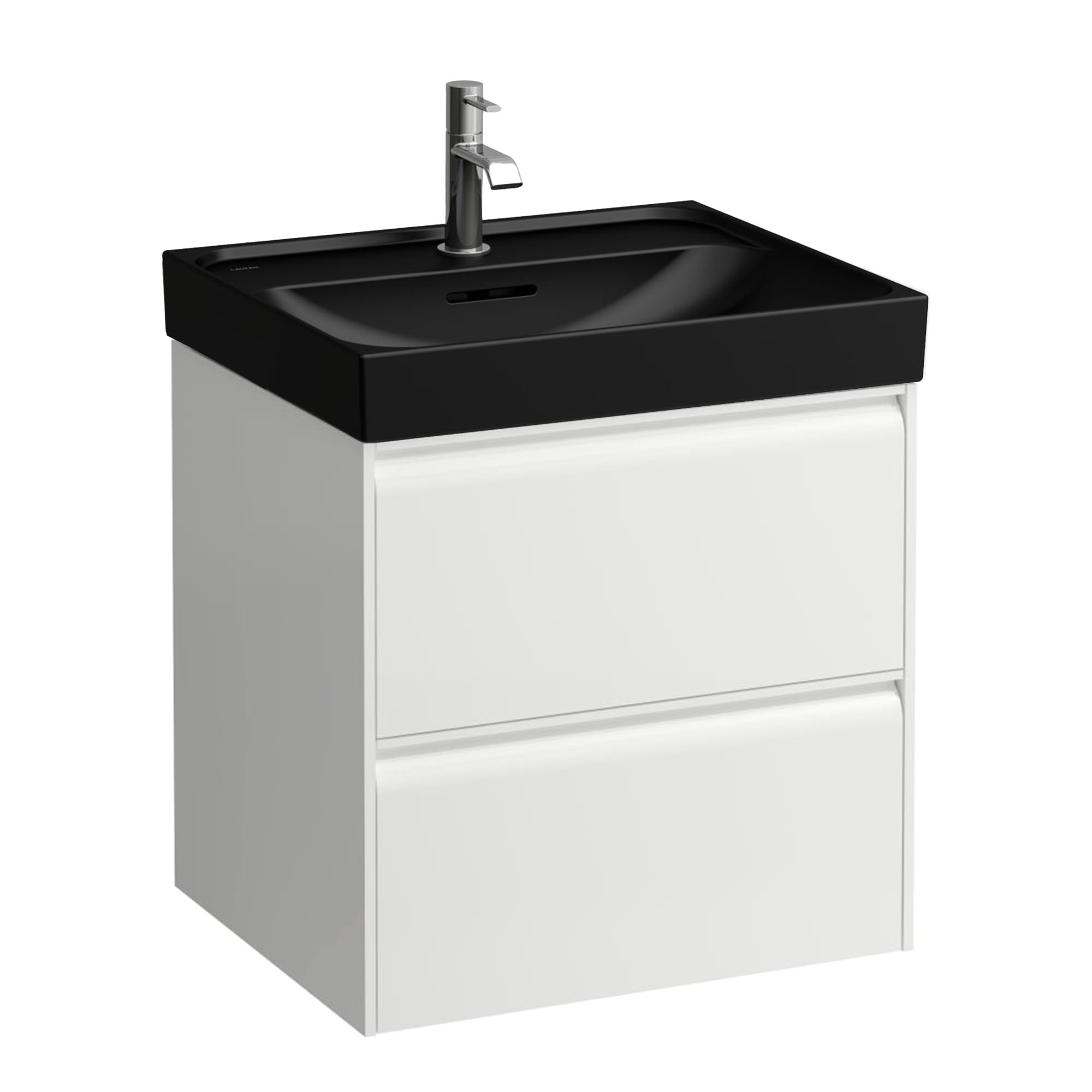 laufen meda 550 wall mounted vanity-unit with matt black basin matt white