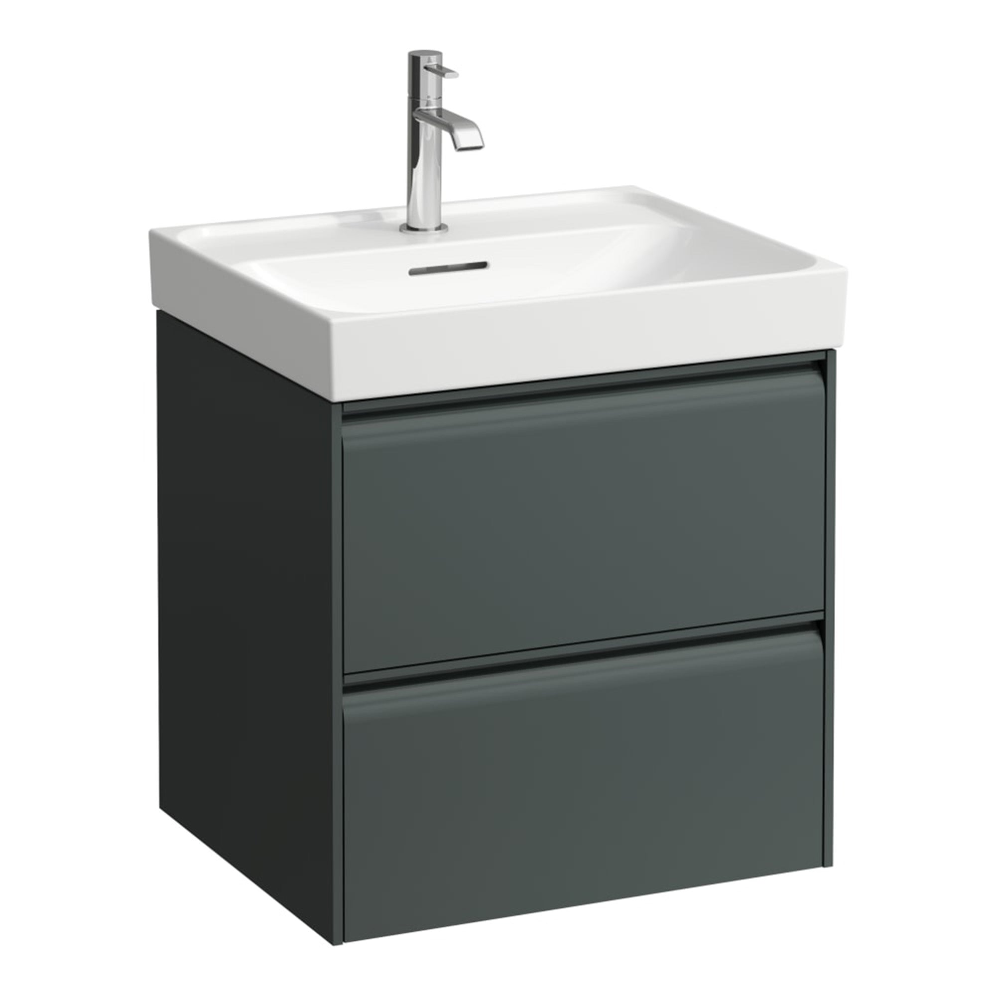 laufen meda 550 wall mounted vanity unit with white basin traffic grey