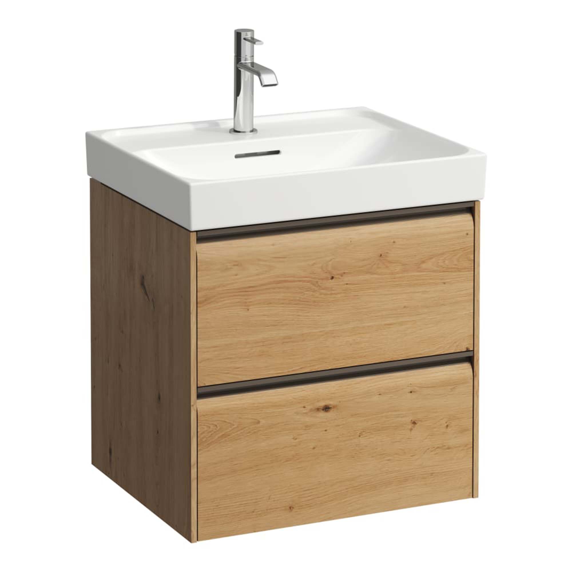 laufen meda 550 wall mounted vanity unit with white basin wild oak