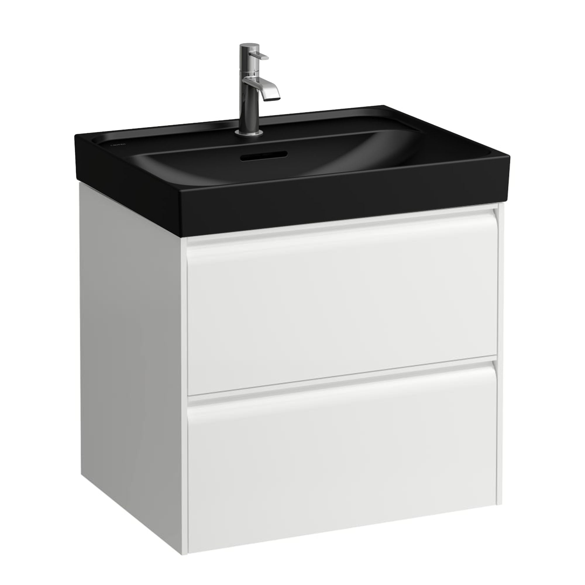 laufen meda 600 wall mounted vanity-unit with matt black basin matt white