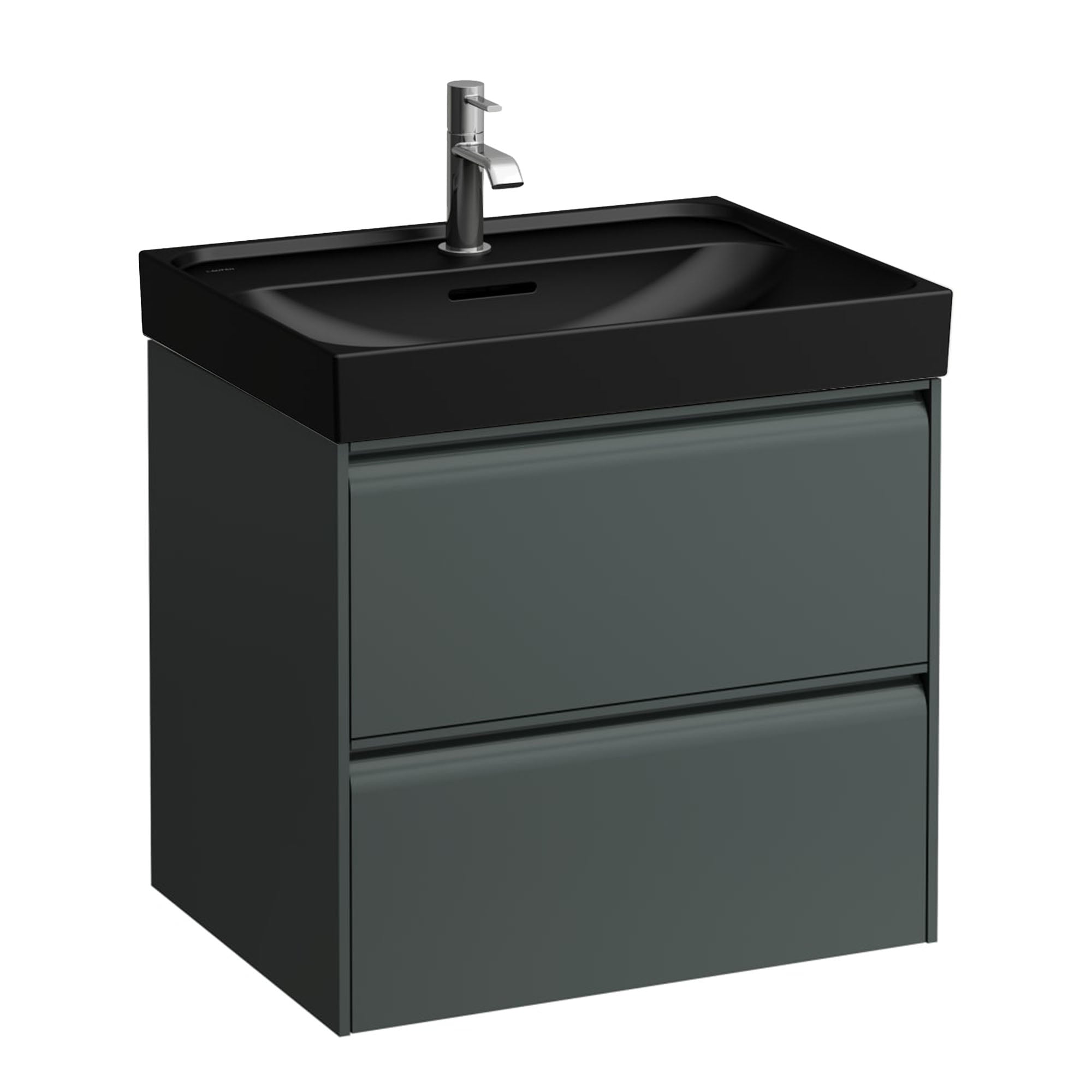 laufen meda 600 wall mounted vanity-unit with matt black basin traffic grey