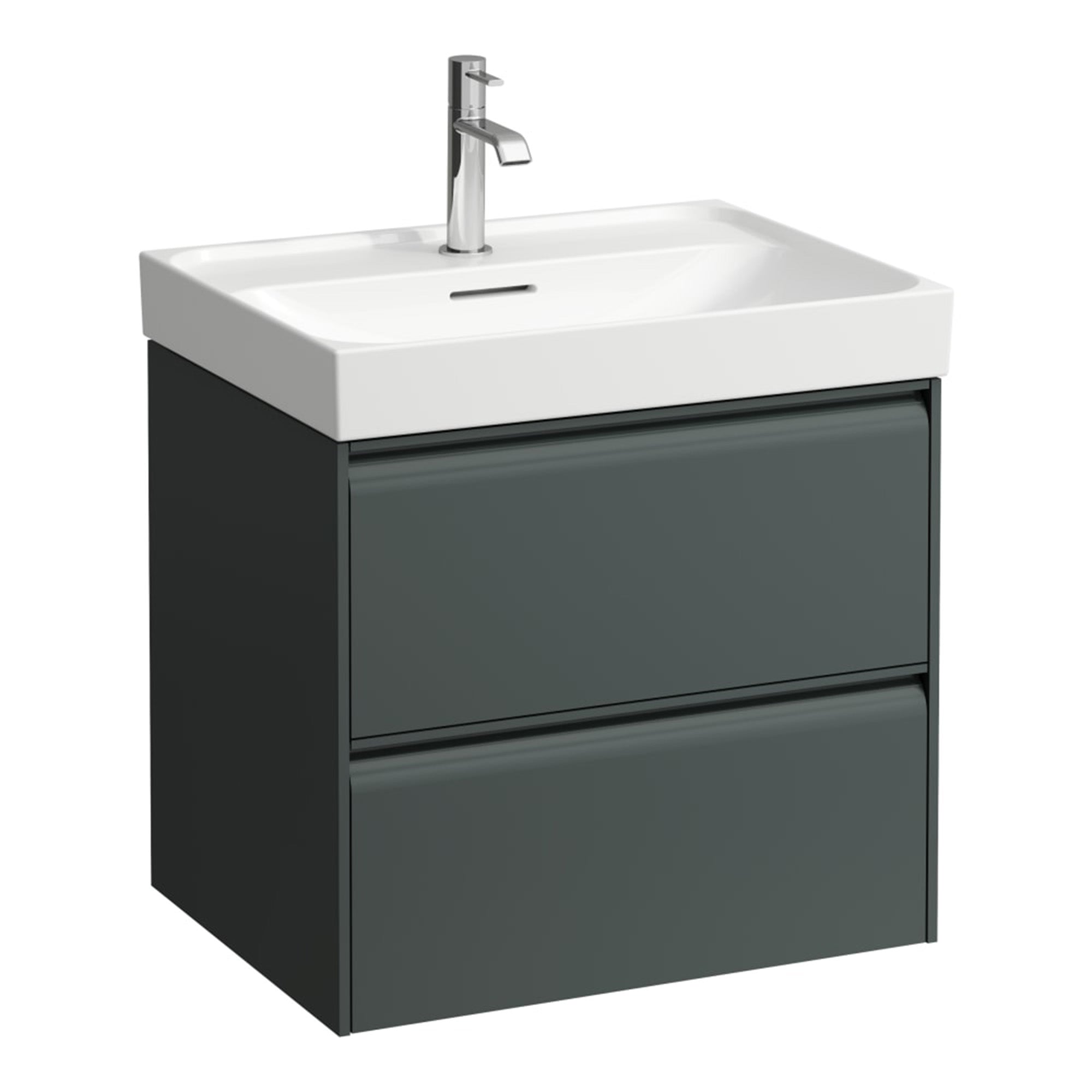 laufen meda 600 wall mounted vanity unit with white basin traffic grey