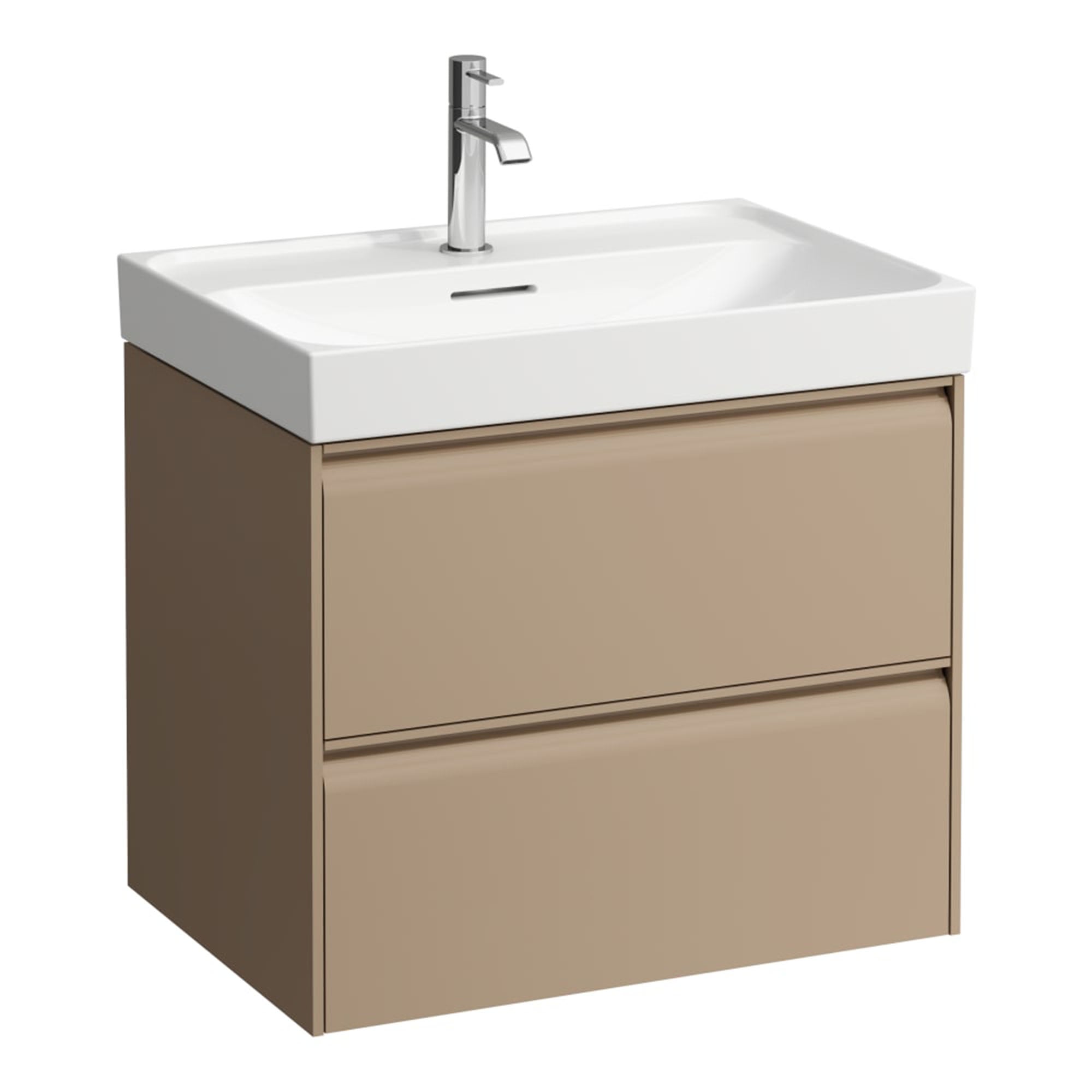 laufen meda 650 wall mounted vanity unit with white basin cappuccino