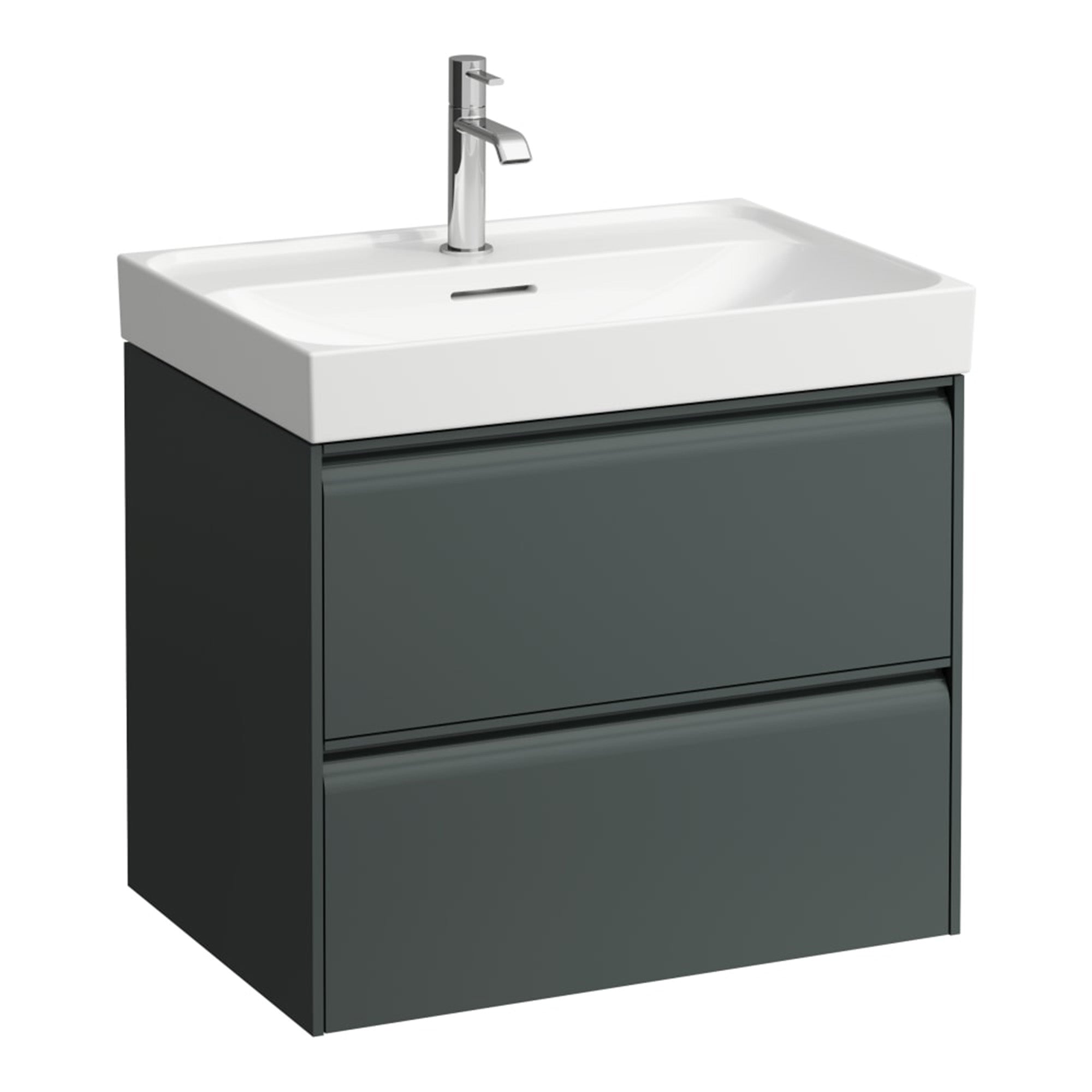 laufen meda 650 wall mounted vanity unit with white basin traffic grey