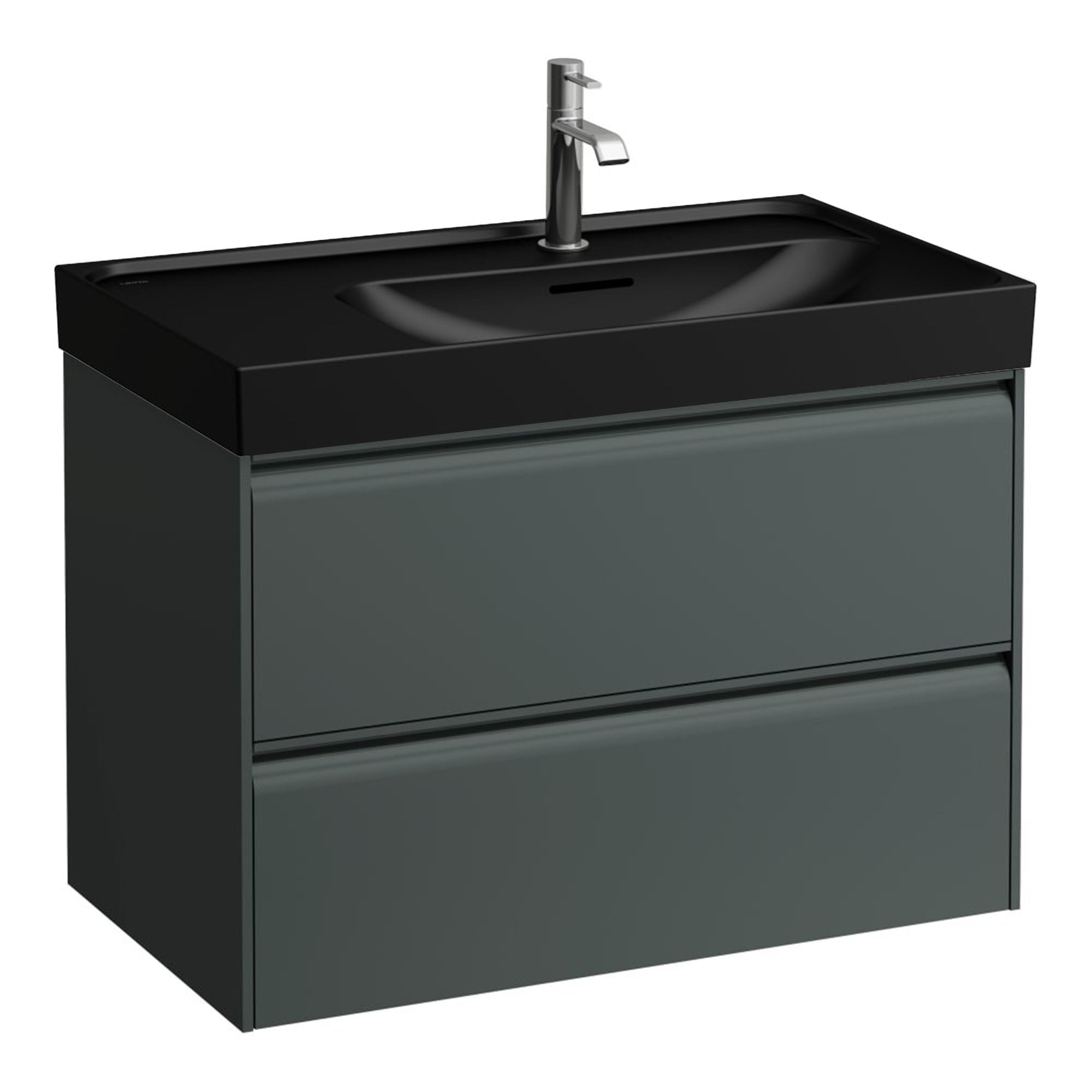 laufen meda 800 wall mounted vanity unit with matt black basin shelf left traffic grey