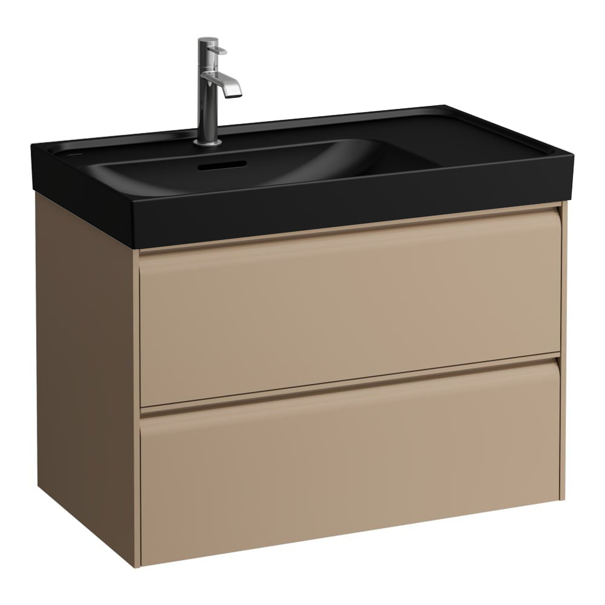 laufen meda 800 wall mounted vanity unit with matt black basin shelf right cappuccino