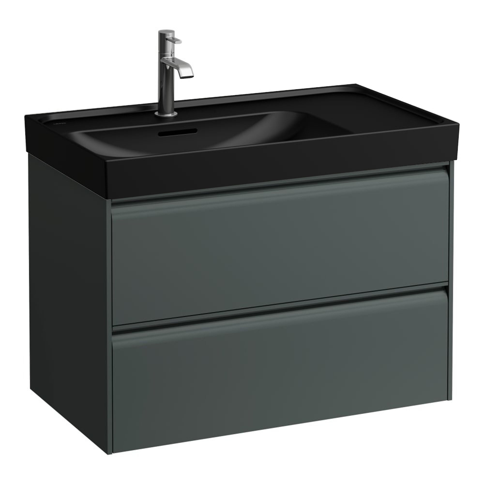 laufen meda 800 wall mounted vanity unit with matt black basin shelf right traffic grey