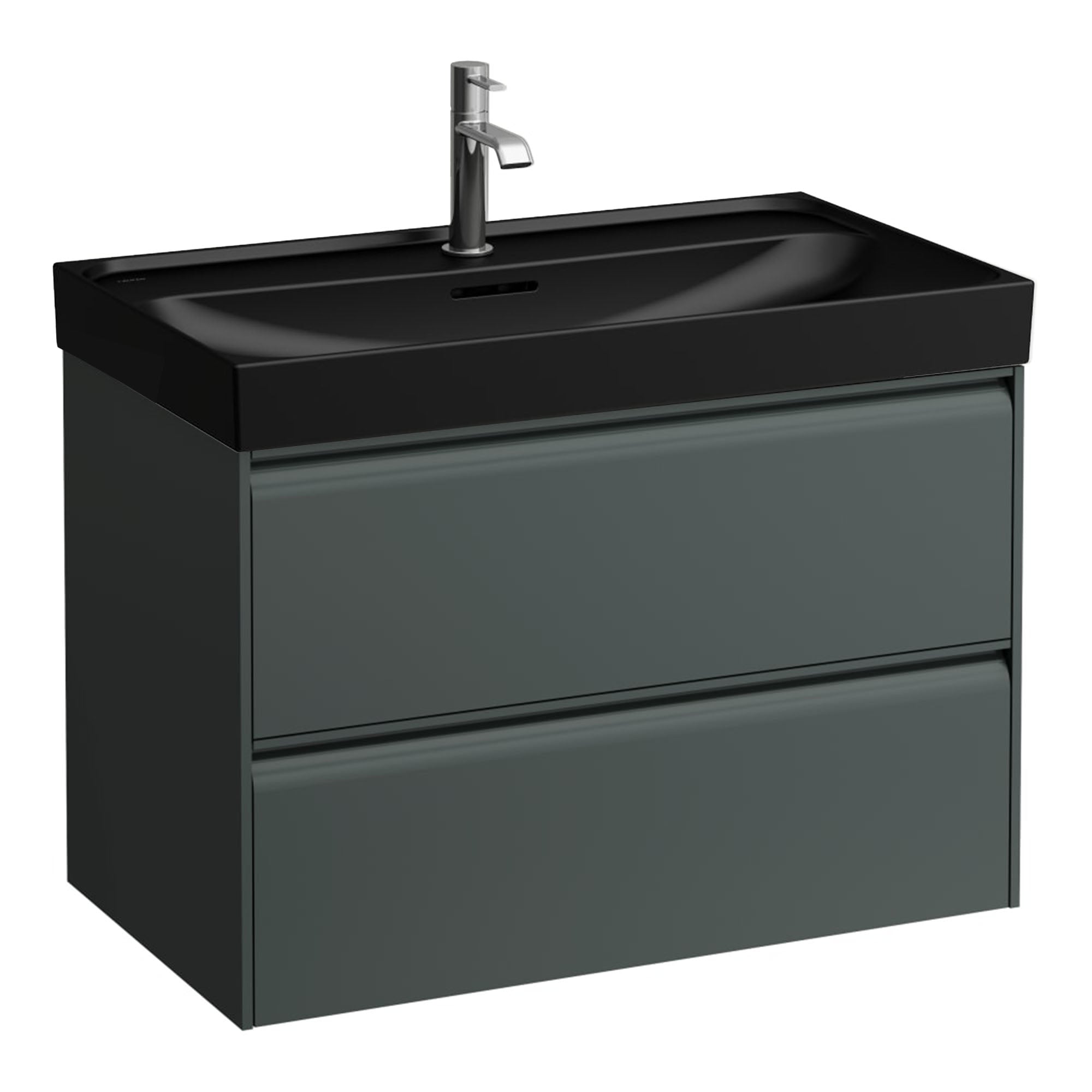 Laufen Meda Wall Mounted Vanity Unit With Matt Black Washbasin