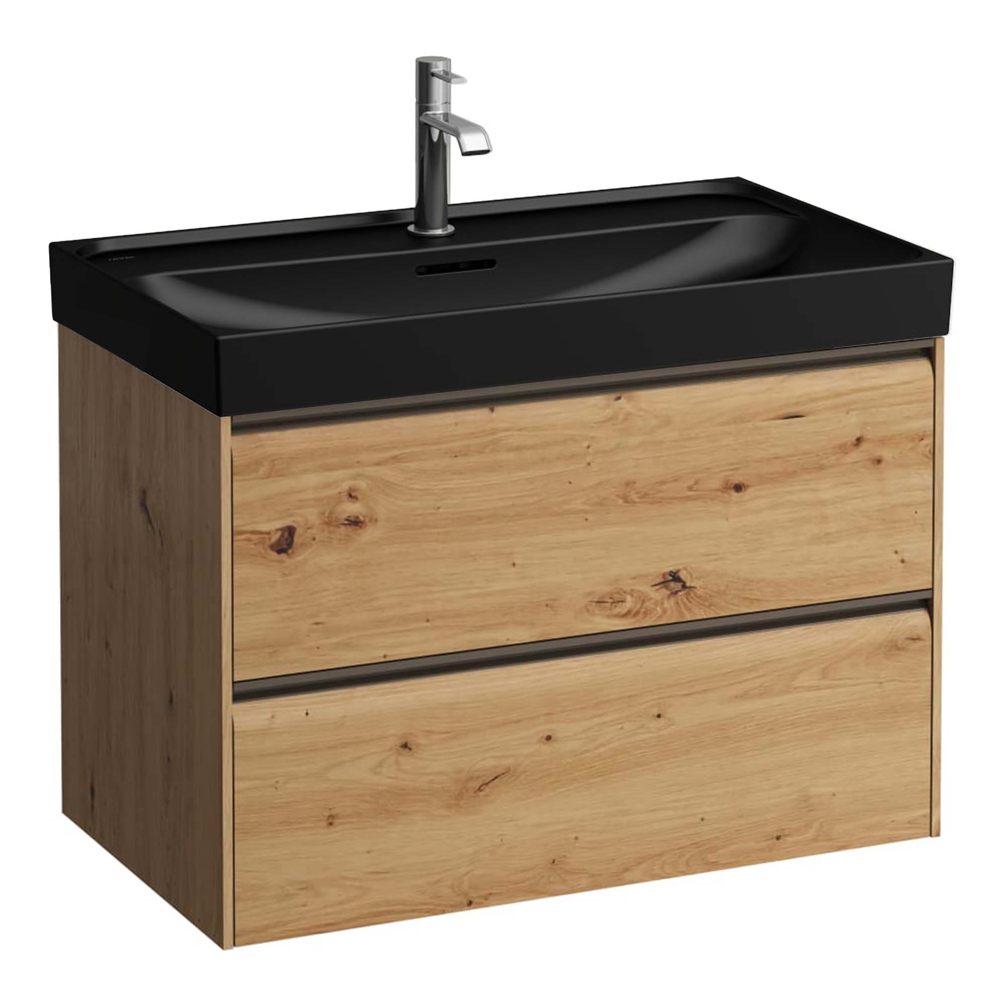 Laufen Meda Wall Mounted Vanity Unit With Matt Black Washbasin