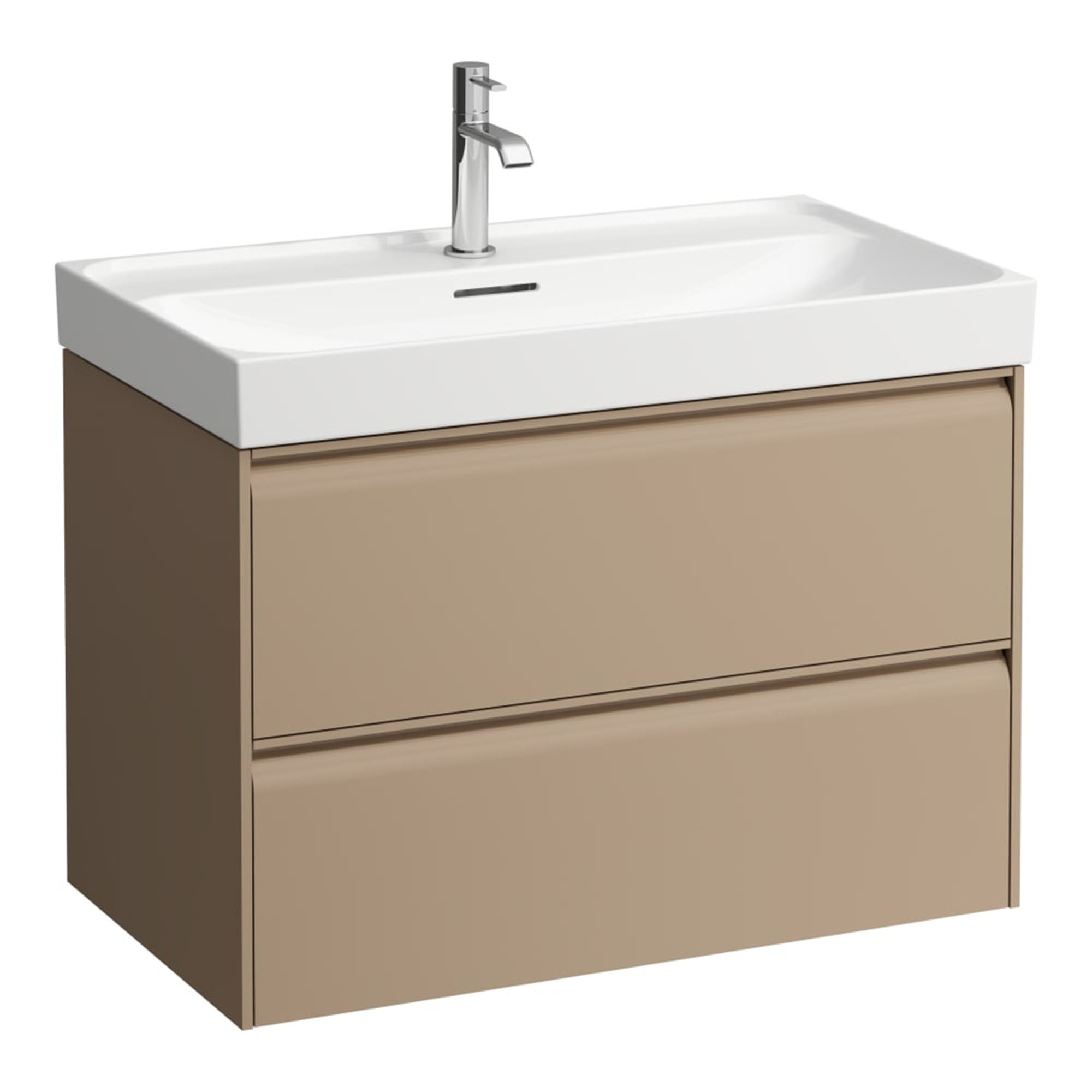 laufen meda 800 wall mounted vanity unit with white basin cappuccino