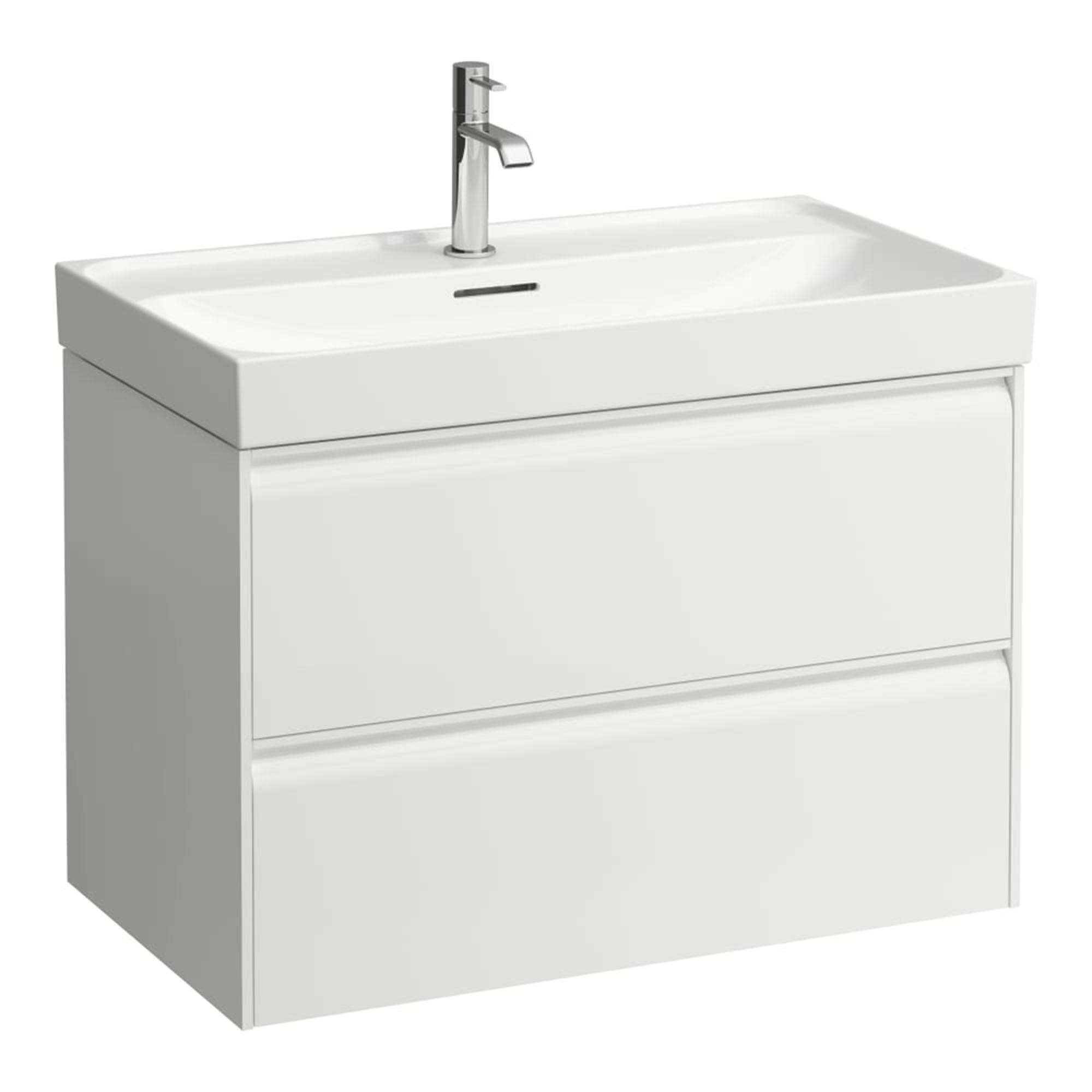 laufen meda 800 wall mounted vanity unit with white basin matt white