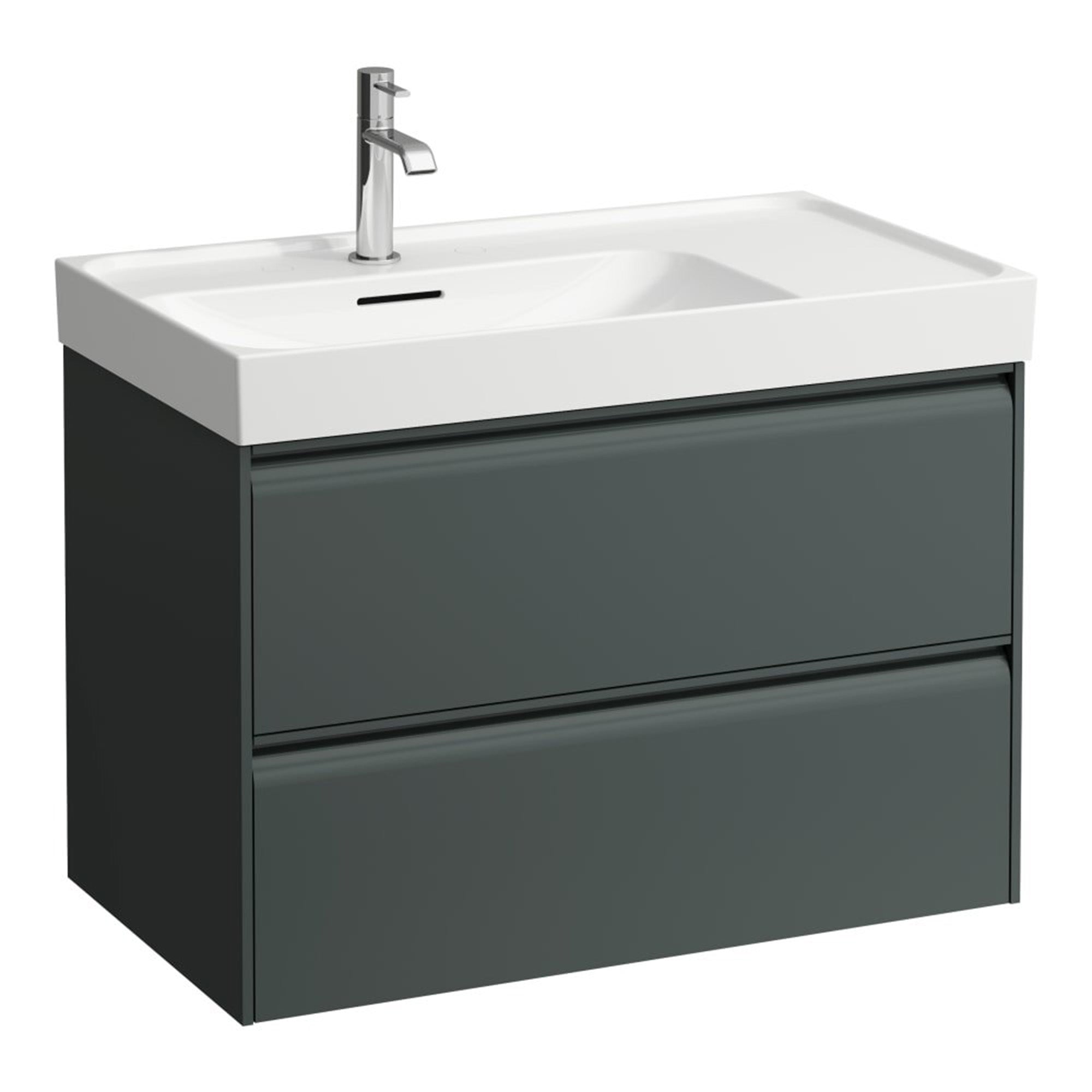 laufen meda 800 wall mounted vanity unit with white basin shelf right traffic grey