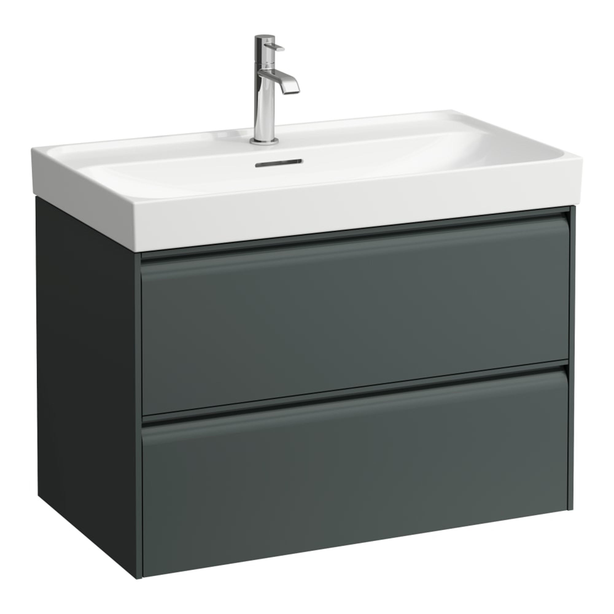 laufen meda 800 wall mounted vanity unit with white basin traffic grey