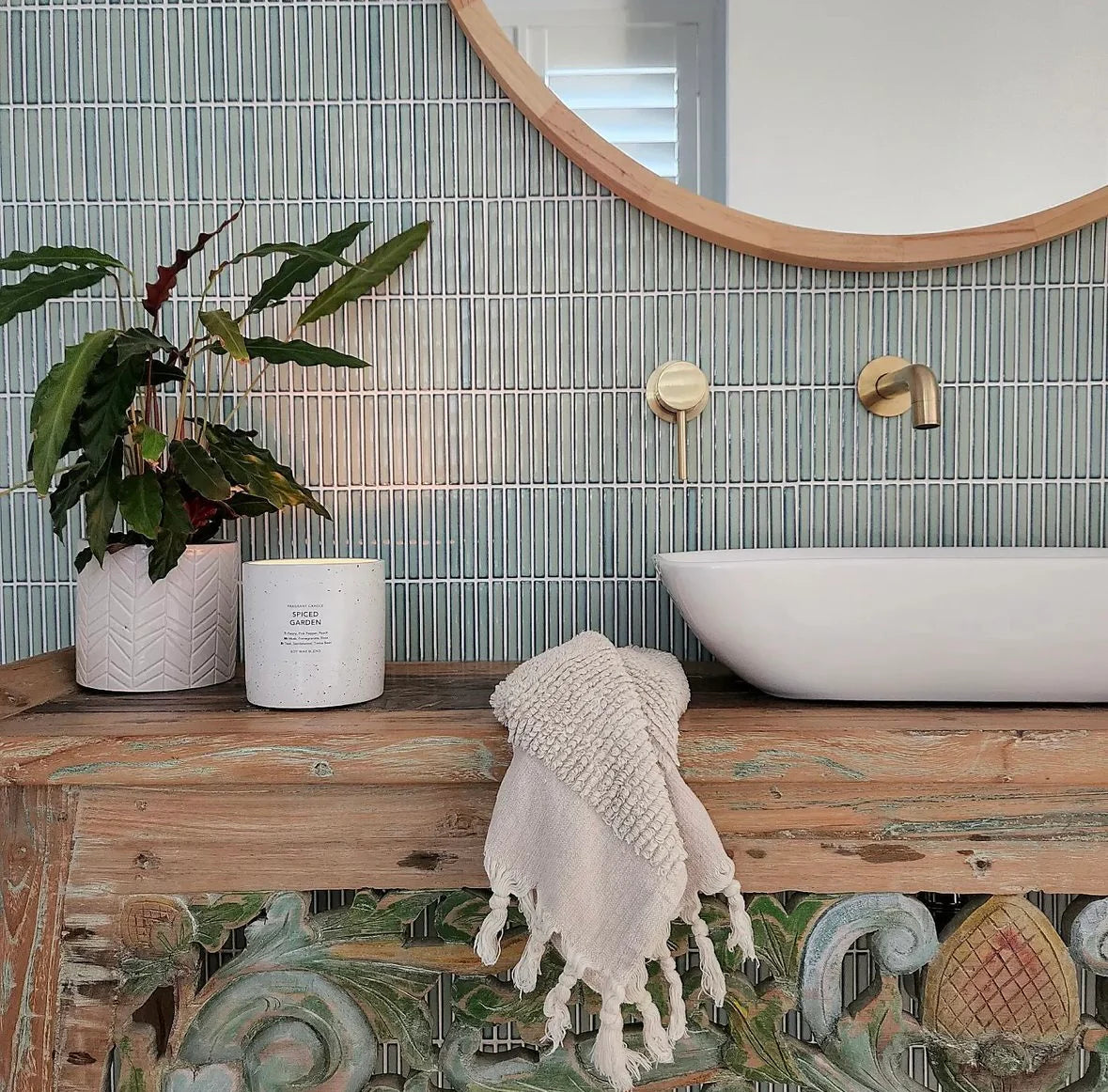 Linea Aquamarine Kit-Kat Wall & Floor Mosaic Tile 30x29cm Gloss