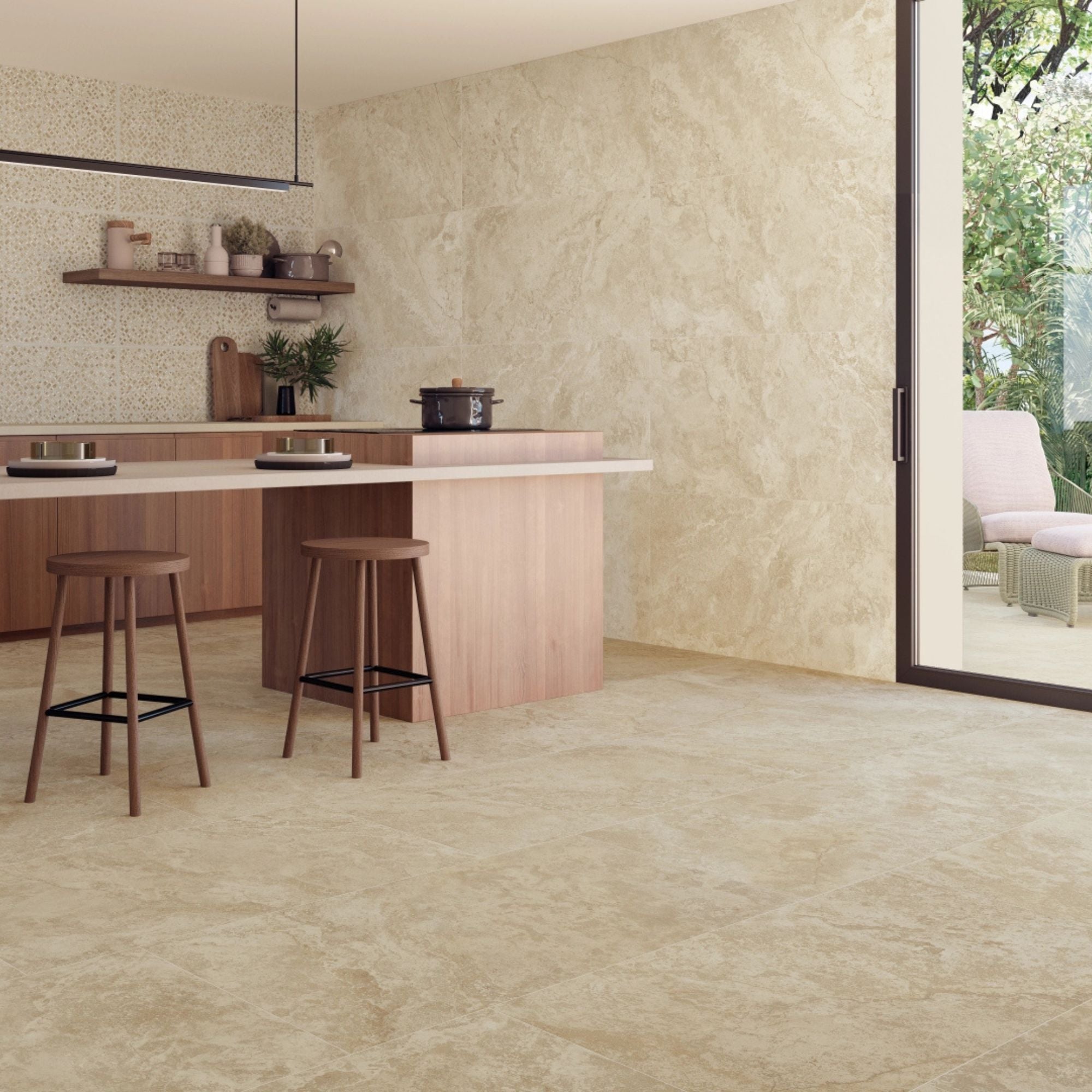 Linum Cream Marble Effect Porcelain Tile 30x60cm Matt Deluxe Bathrooms