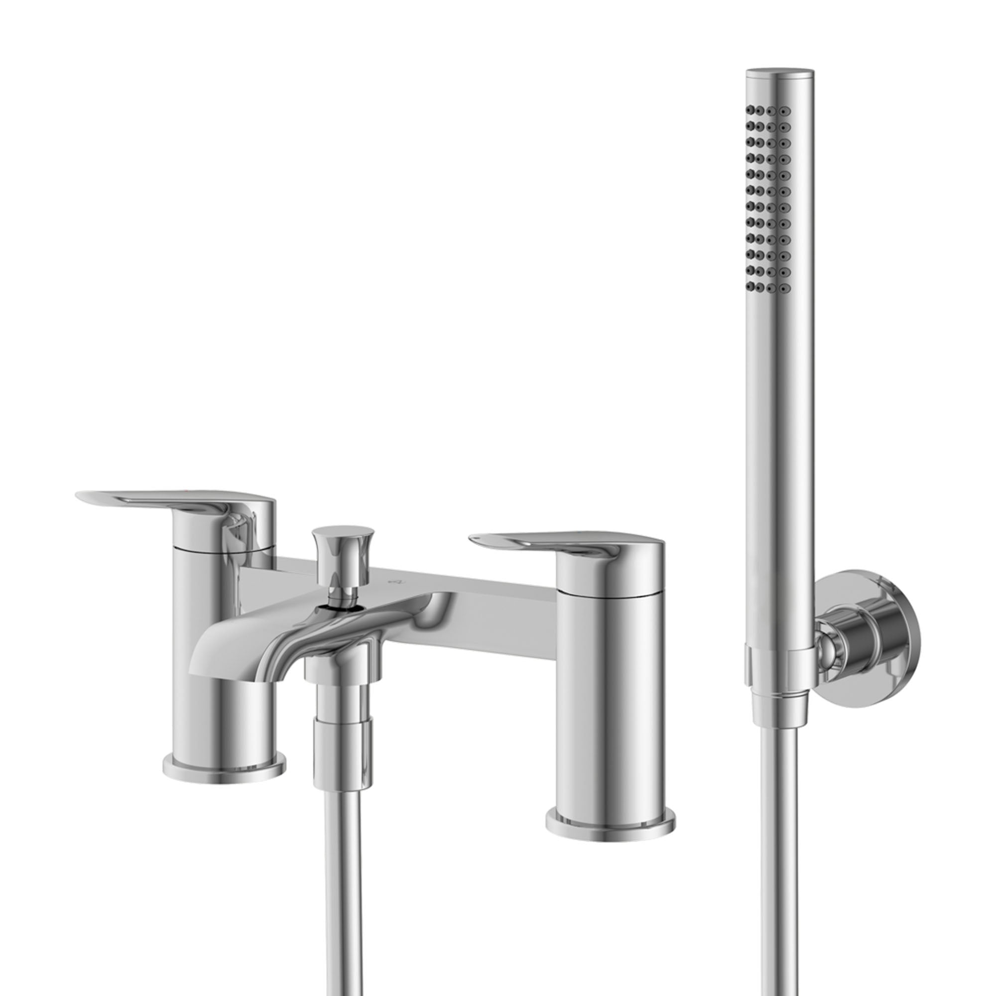 lucca deck mounted bath shower mixer with handset chrome