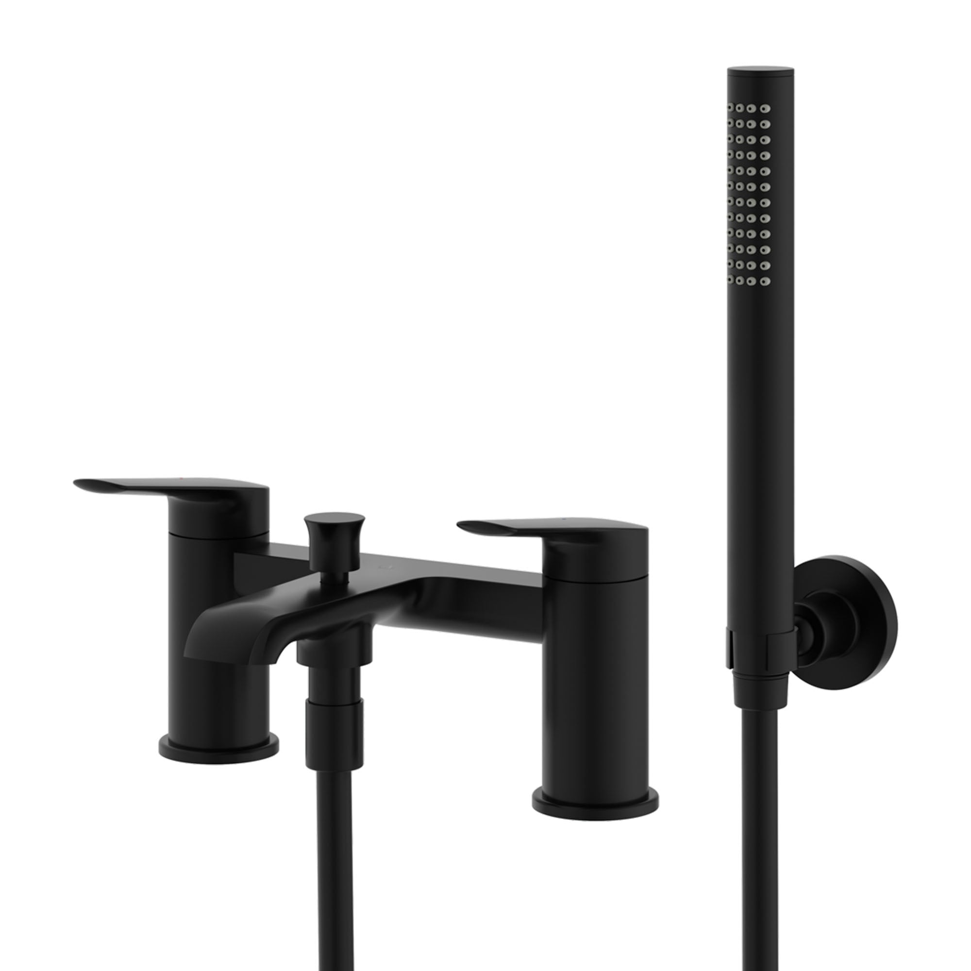 lucca deck mounted bath shower mixer with handset matt black