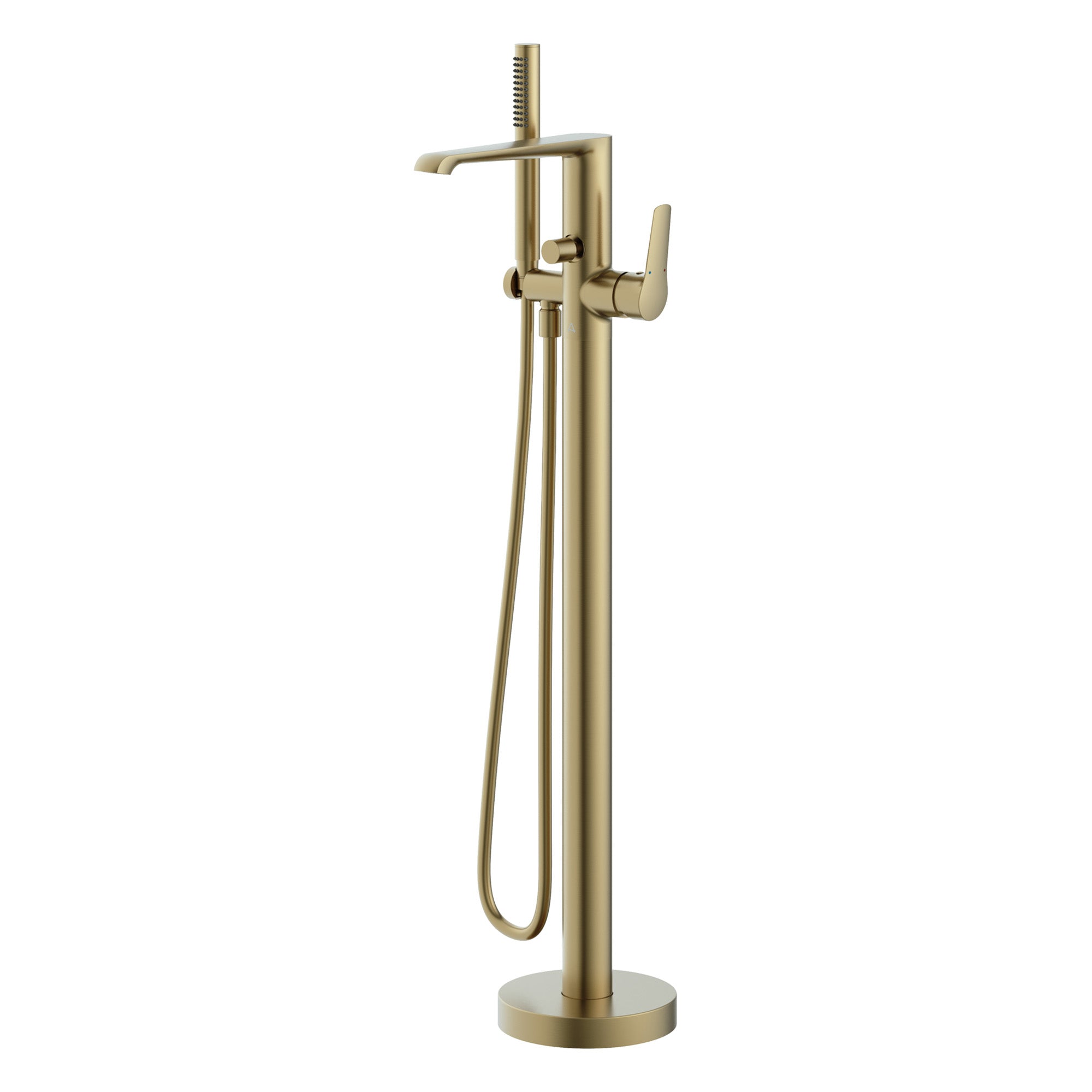 lucca floorstanding bath shower mixer with handset brushed brass