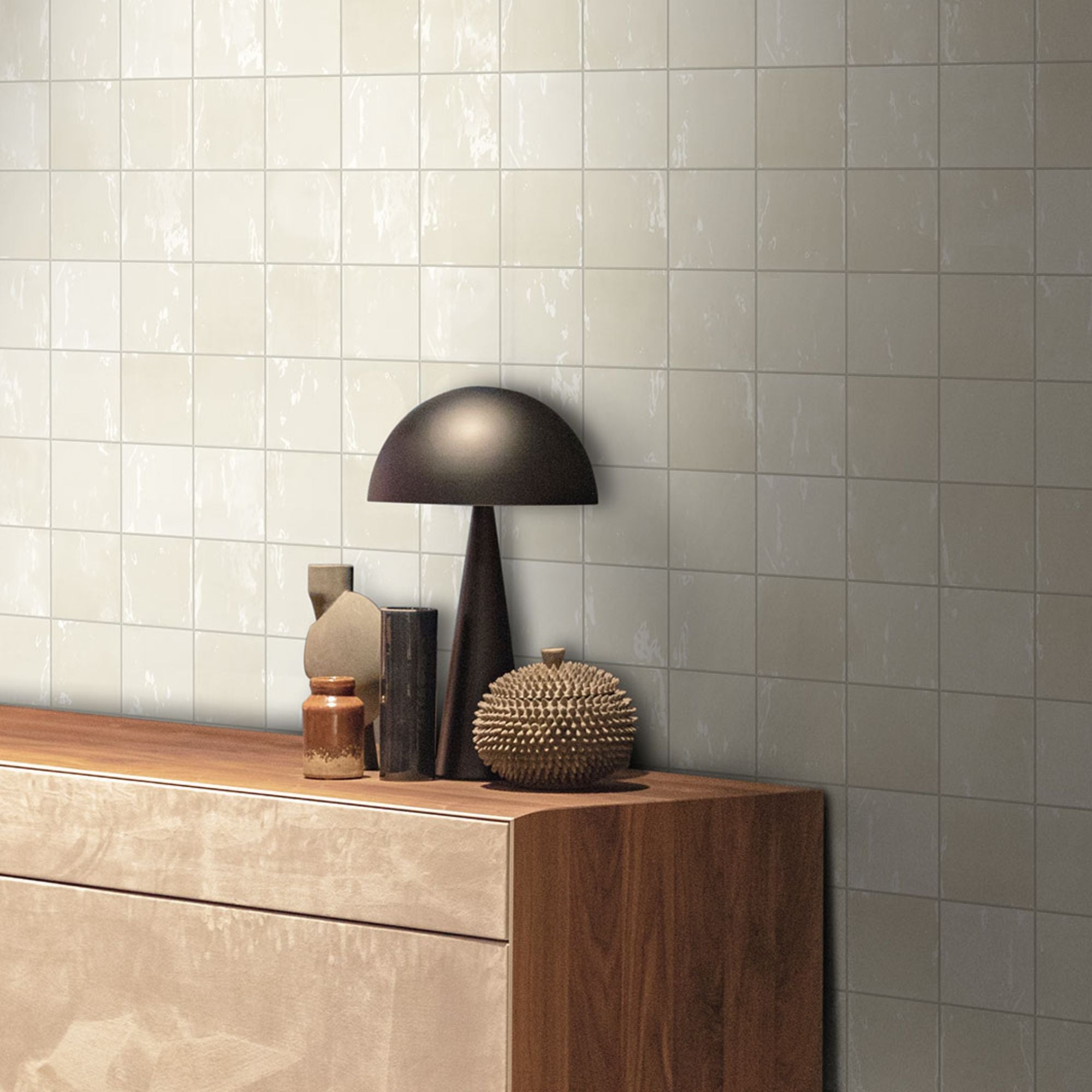Lush Square Sepia in Wall Tile 12.5x12.5cm Gloss
