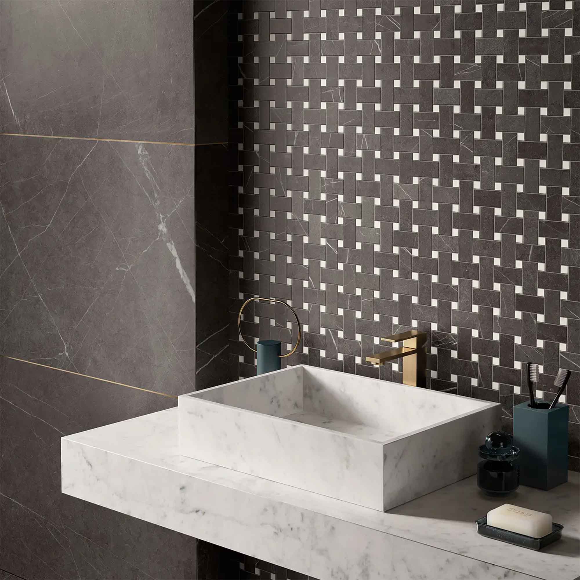 lux experience pietra grey marble effect porcelain tile 60x120cm matt