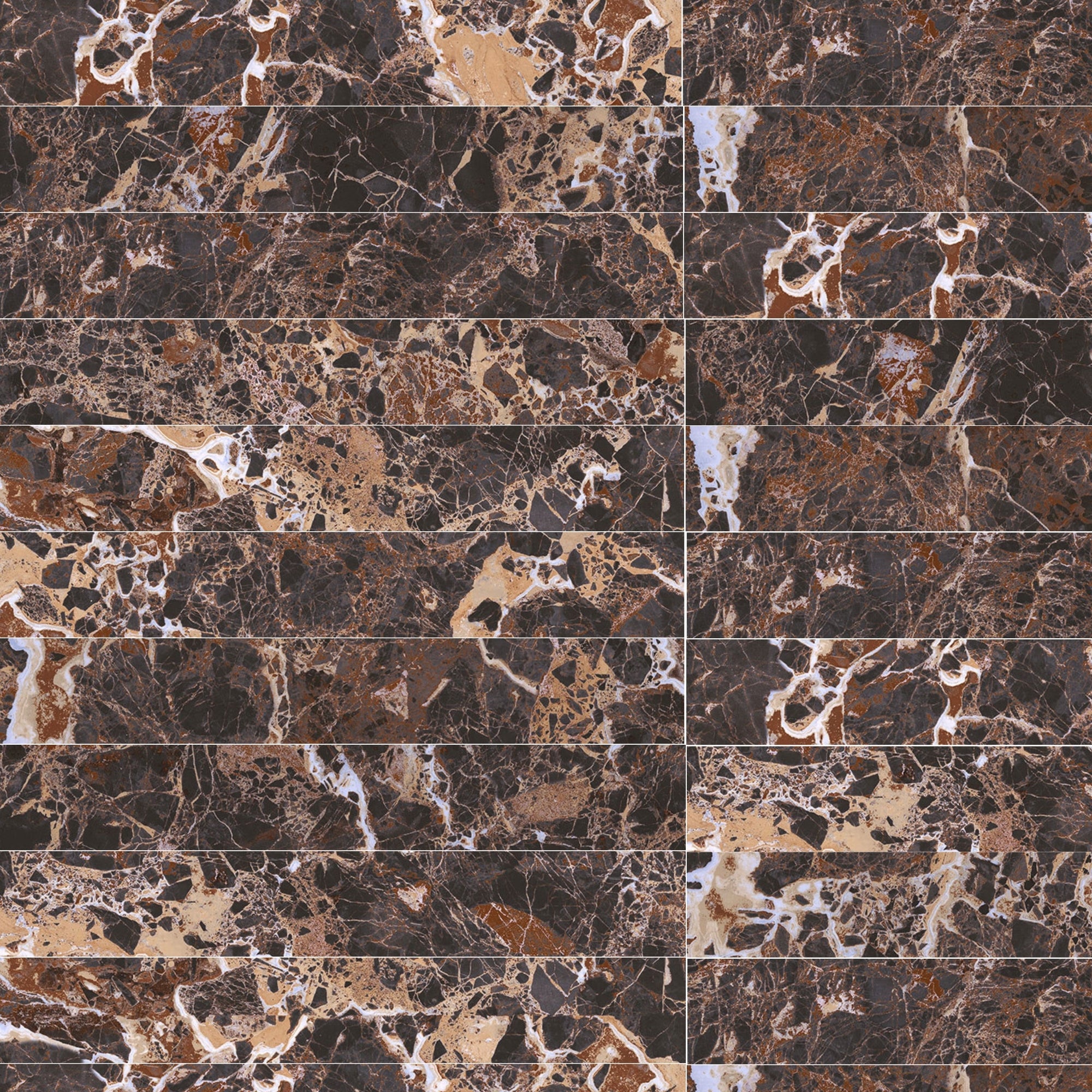 Majestic Dark Emperador Marble Effect Porcelain Tile 10x60cm Satin Matt