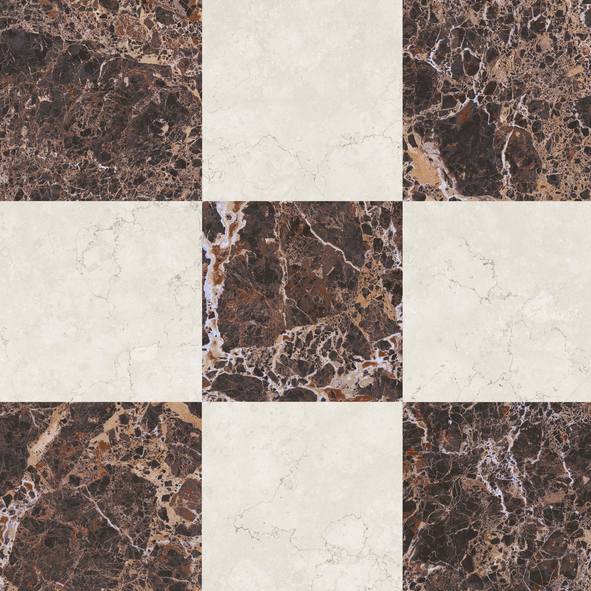 Majestic Dark Emperador Marble Effect Porcelain Tile 30x30cm Matt