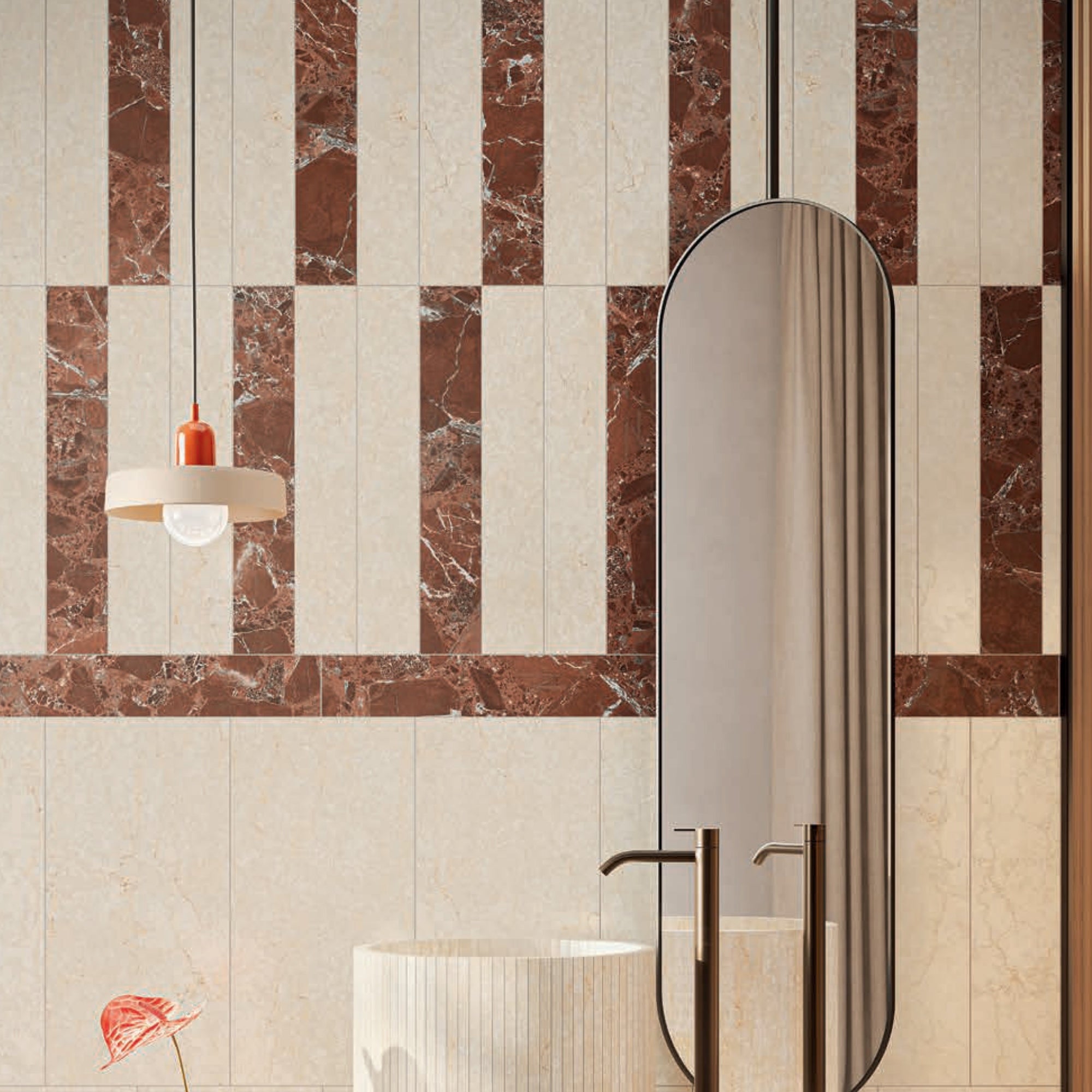 Majestic Rosso Marble Effect Porcelain Tile 10x60cm Satin Matt