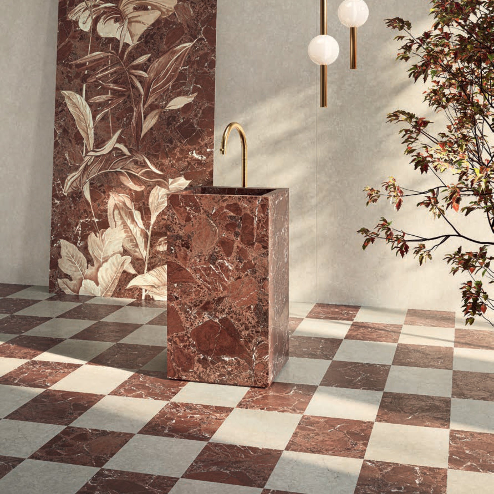 Majestic Rosso Marble Effect Porcelain Tile 30x30cm Matt