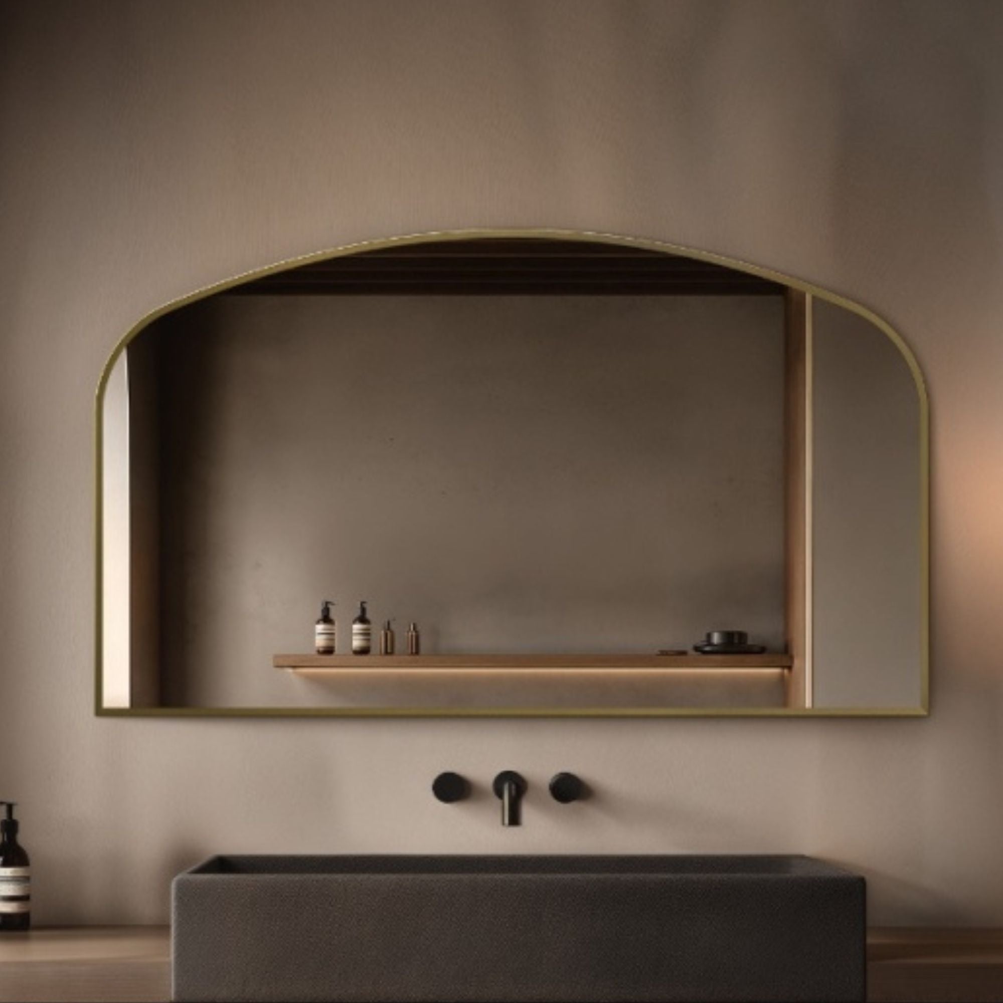 Marina Arched 120x70cm Bathroom Mirror Brushed Brass