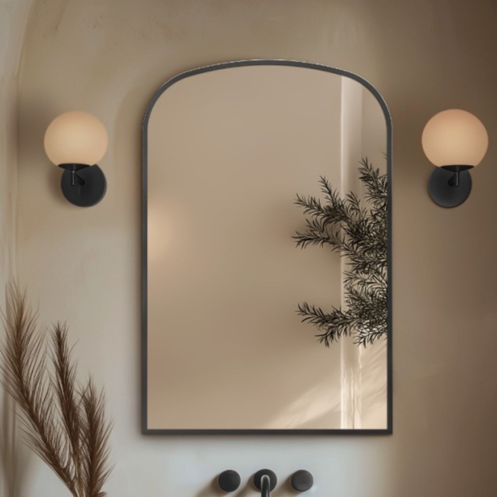 Marina Arched 60x90cm Bathroom Mirror Gunmetal